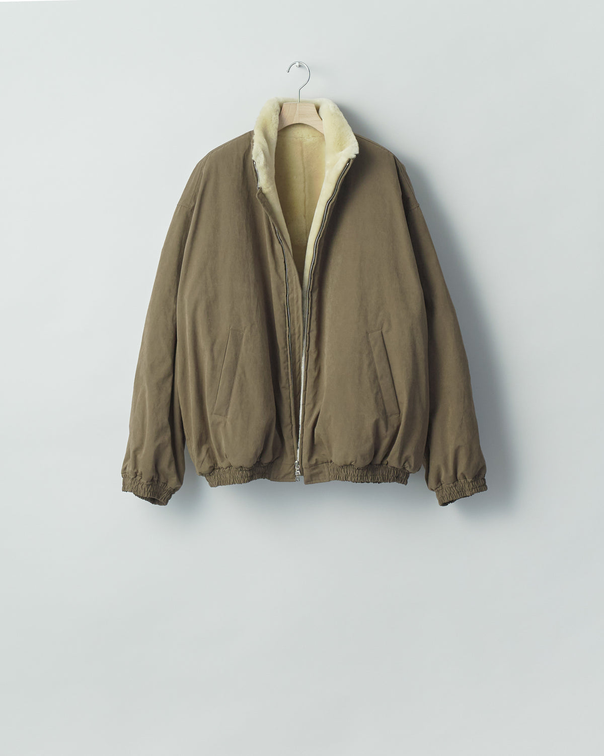 KHAKI MOUTON INNER REVERSIBLE PADDED JACKET