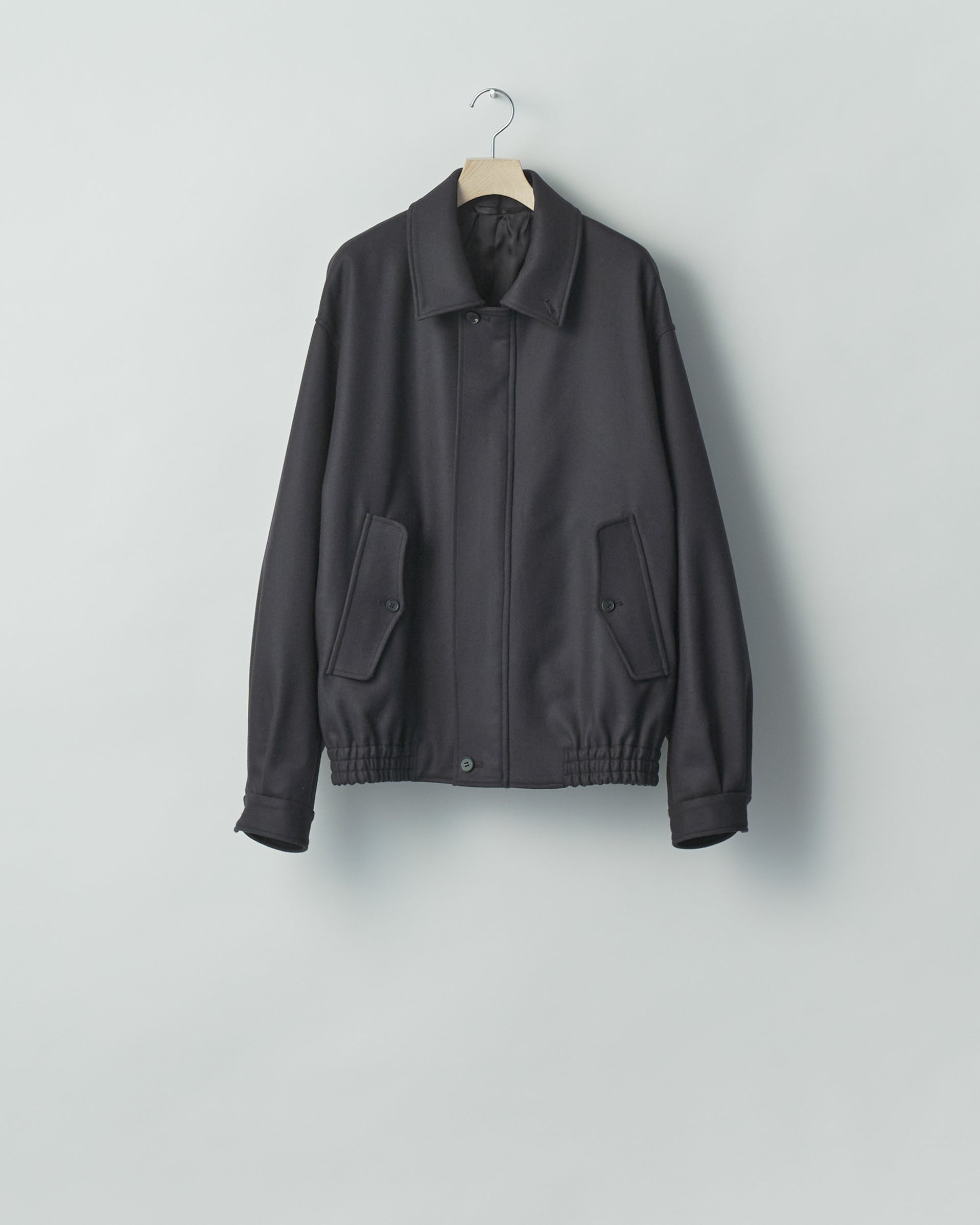 DARK CHARCOAL WOOL MELTON HARRINGTON JACKET