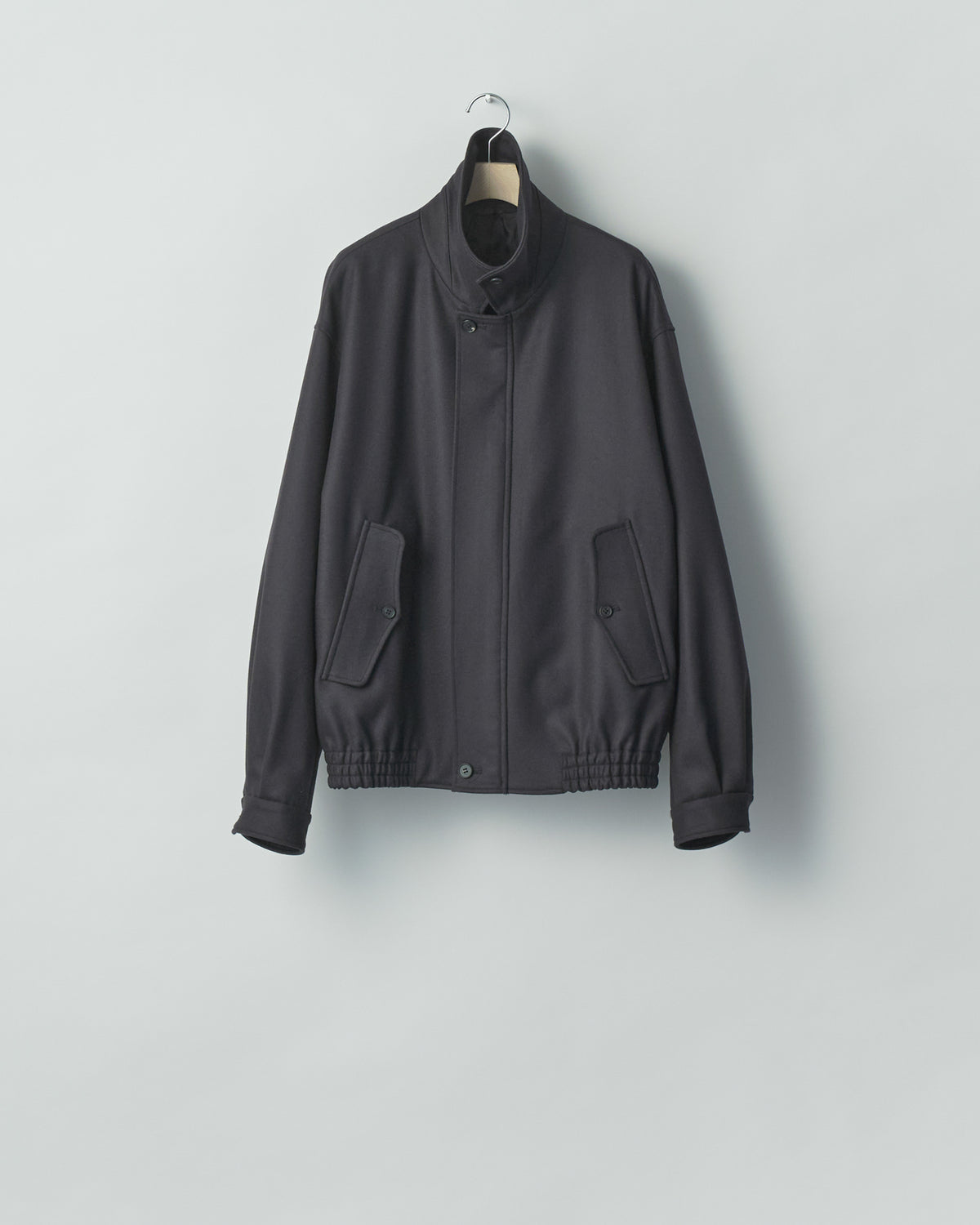 DARK CHARCOAL WOOL MELTON HARRINGTON JACKET