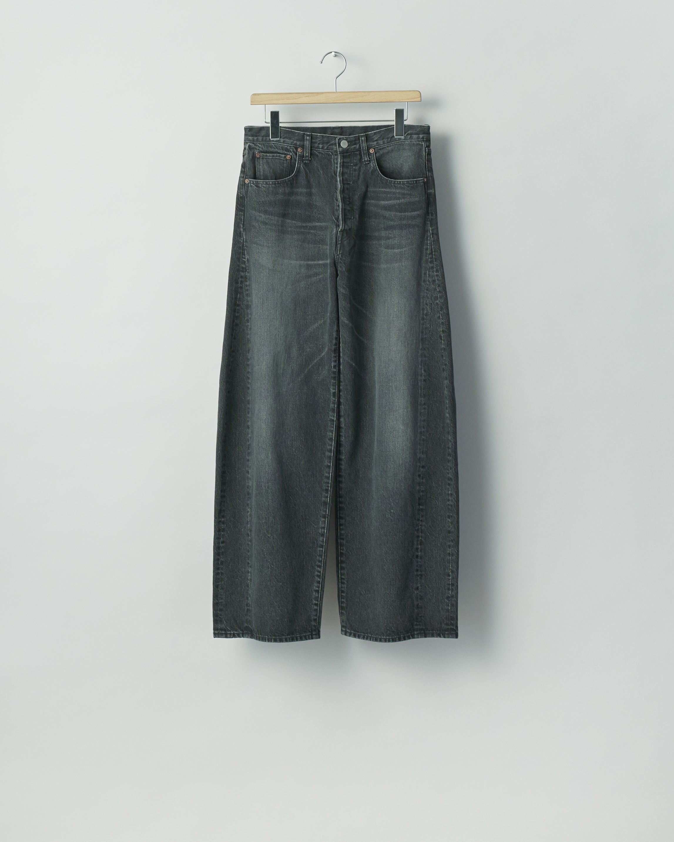 BLACK DEFORMATION WIDE DENIM PANTS