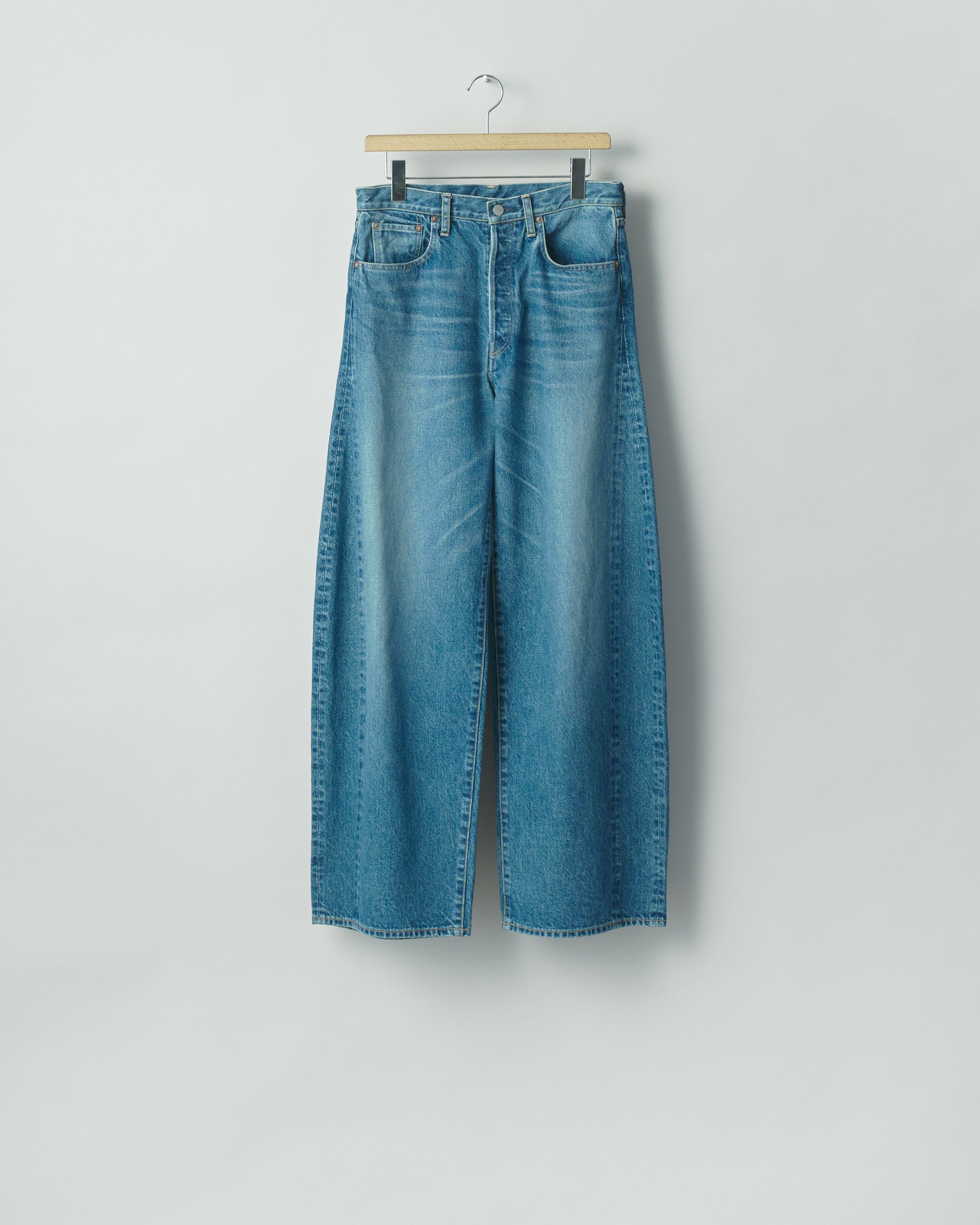 INDIGO DEFORMATION WIDE DENIM PANTS