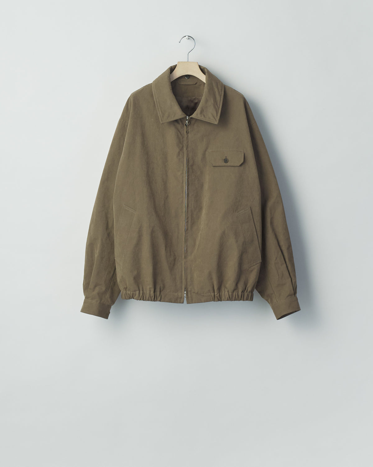 KHAKI DETACHABLE COLLAR RESIN-FINISH COTTON JACKET