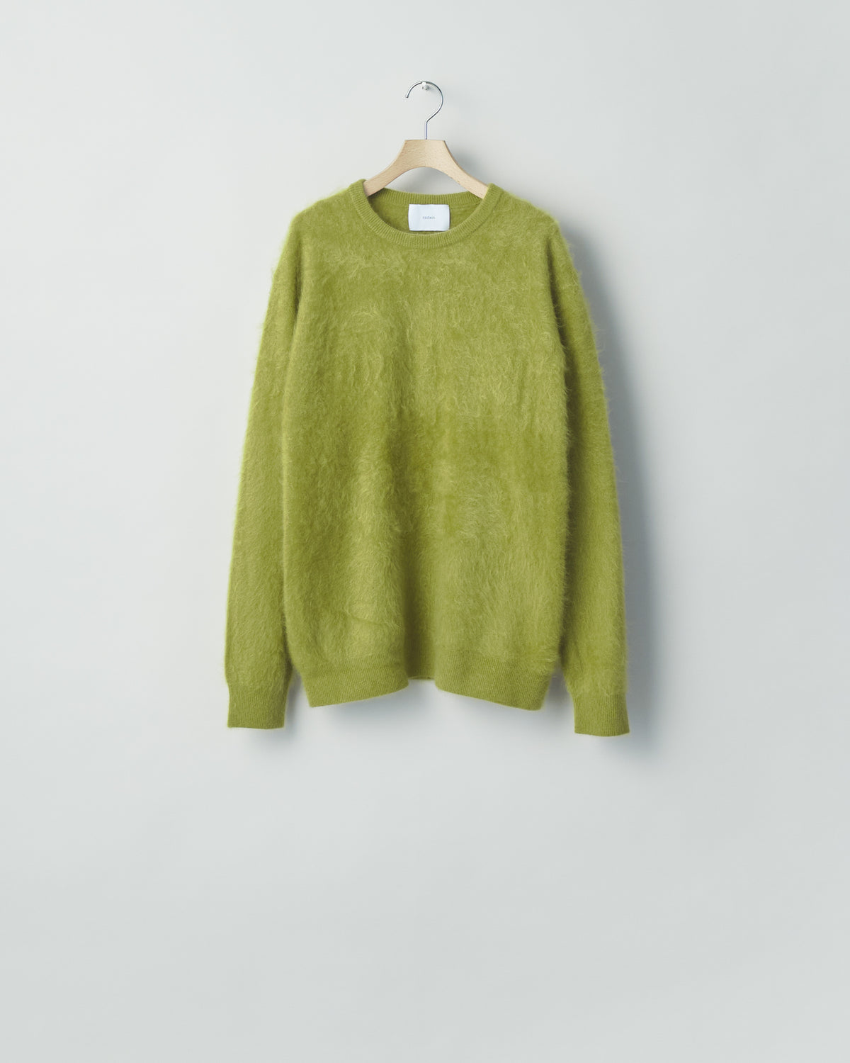 OLIVE CASHMERE SHAGGY CREW NECK LS