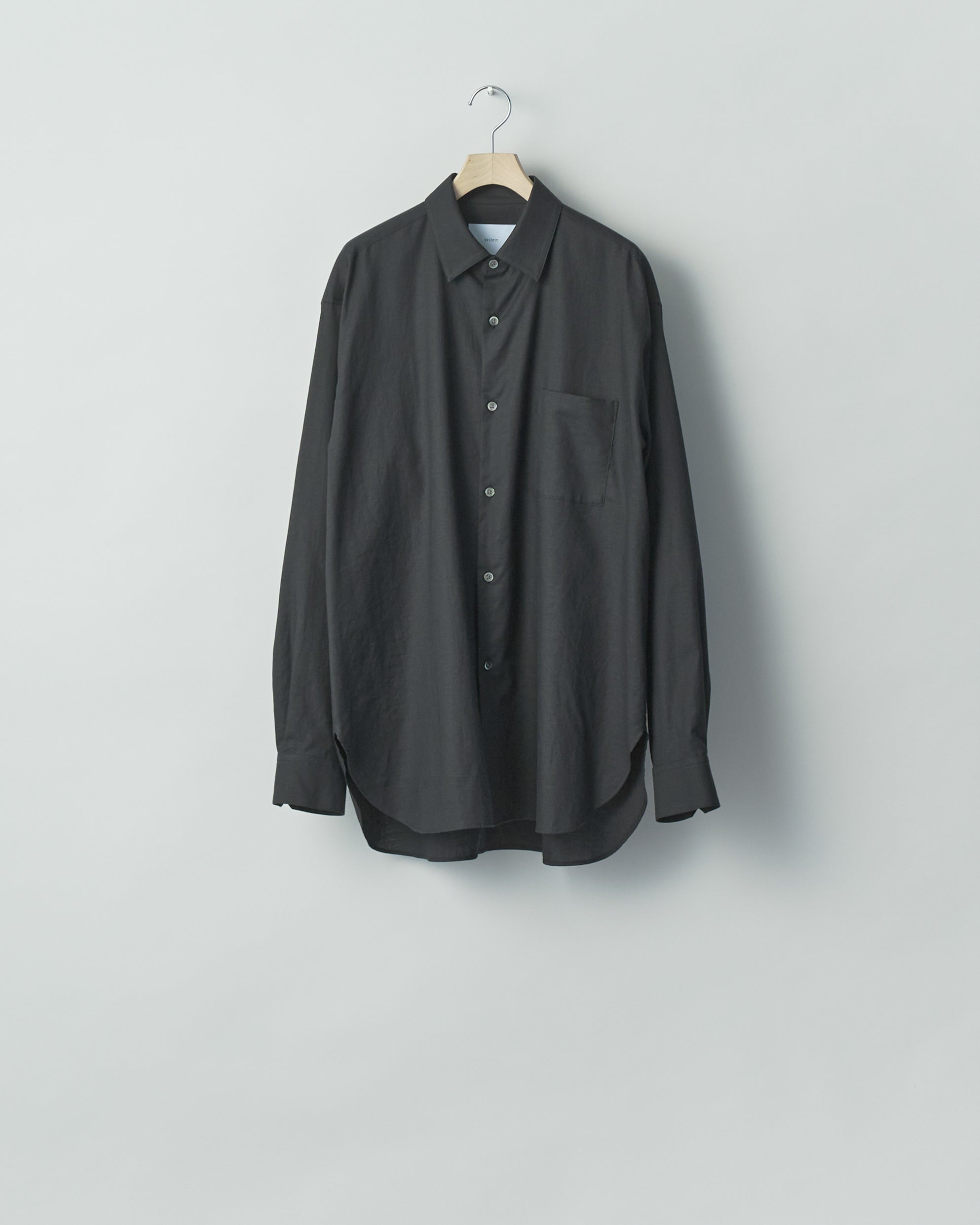BLACK COTTON SILK OVERSIZED LS SHIRT
