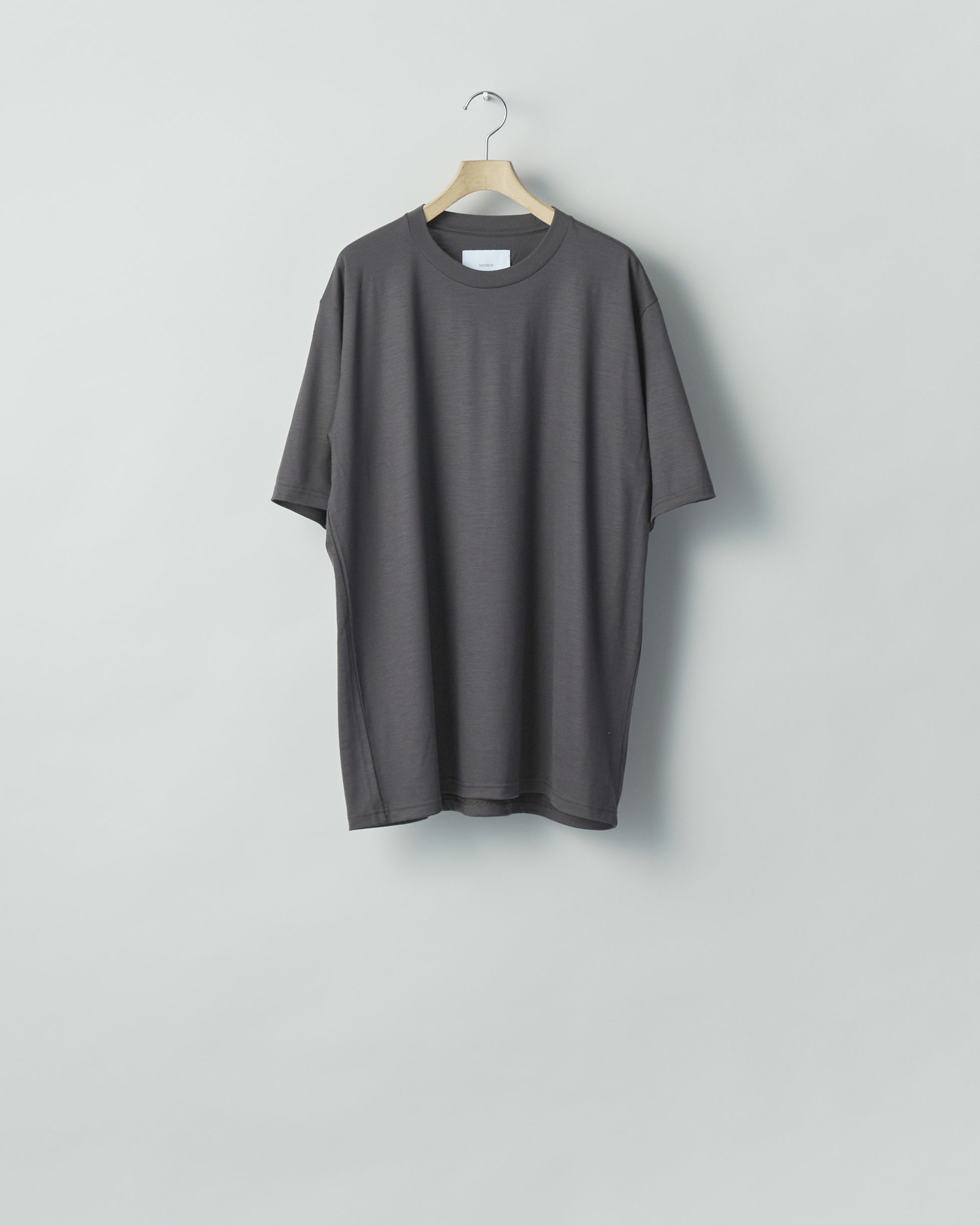 CHARCOAL FINE WOOL OVERSIZED SHORT SLEEVE TEE