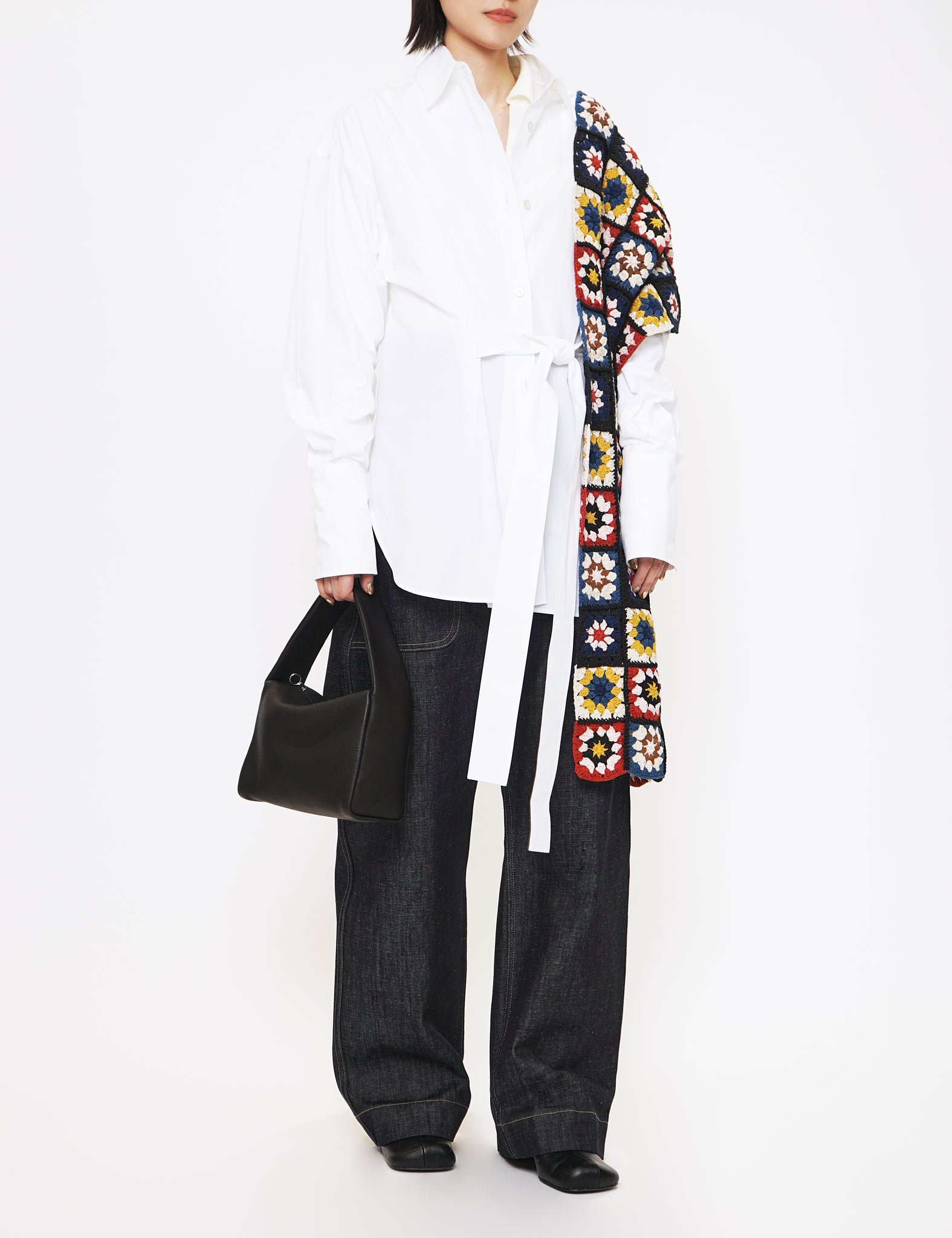 OPTIC WHITE CONDELL TIE WAISTED SHIRT