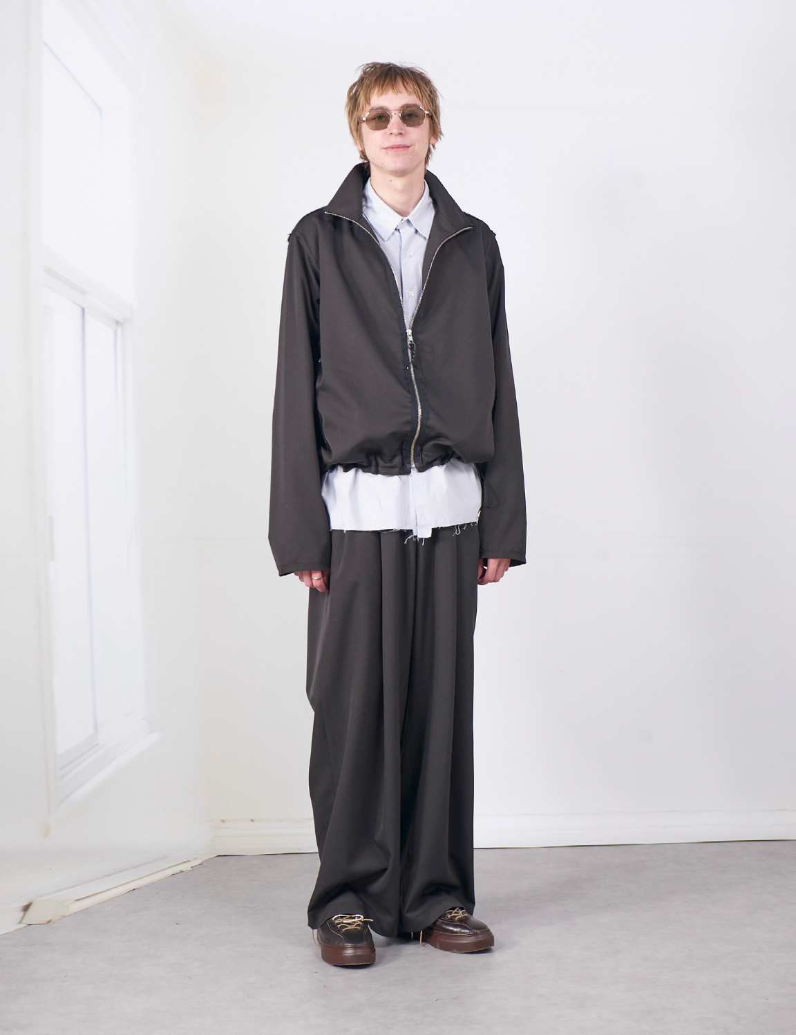 DARK BROWN WOOL TRACK JACKET