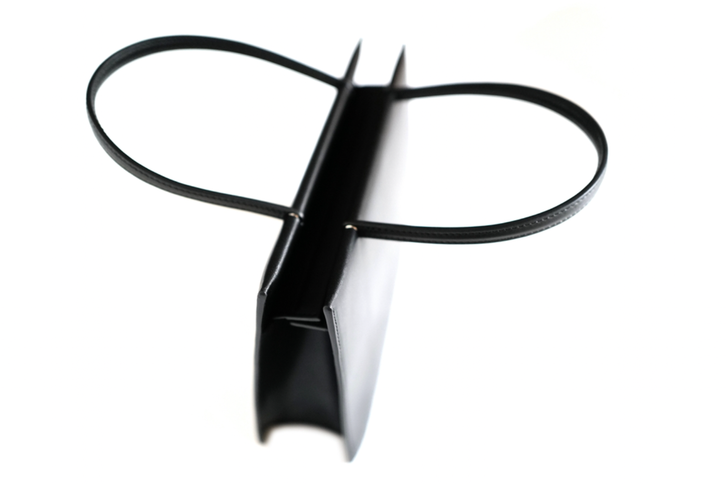 BLACK COW LEATHER SQUARE-SHAPED TOTE BAG SHORT HANDLE S GE11