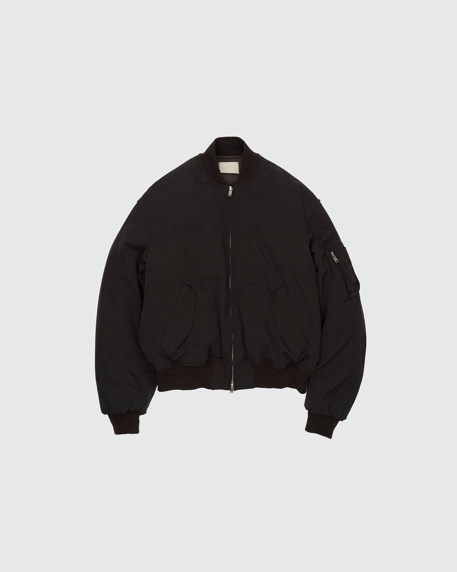 DARK BROWN WOOL WASHER TWILL FLIGHT JACKET