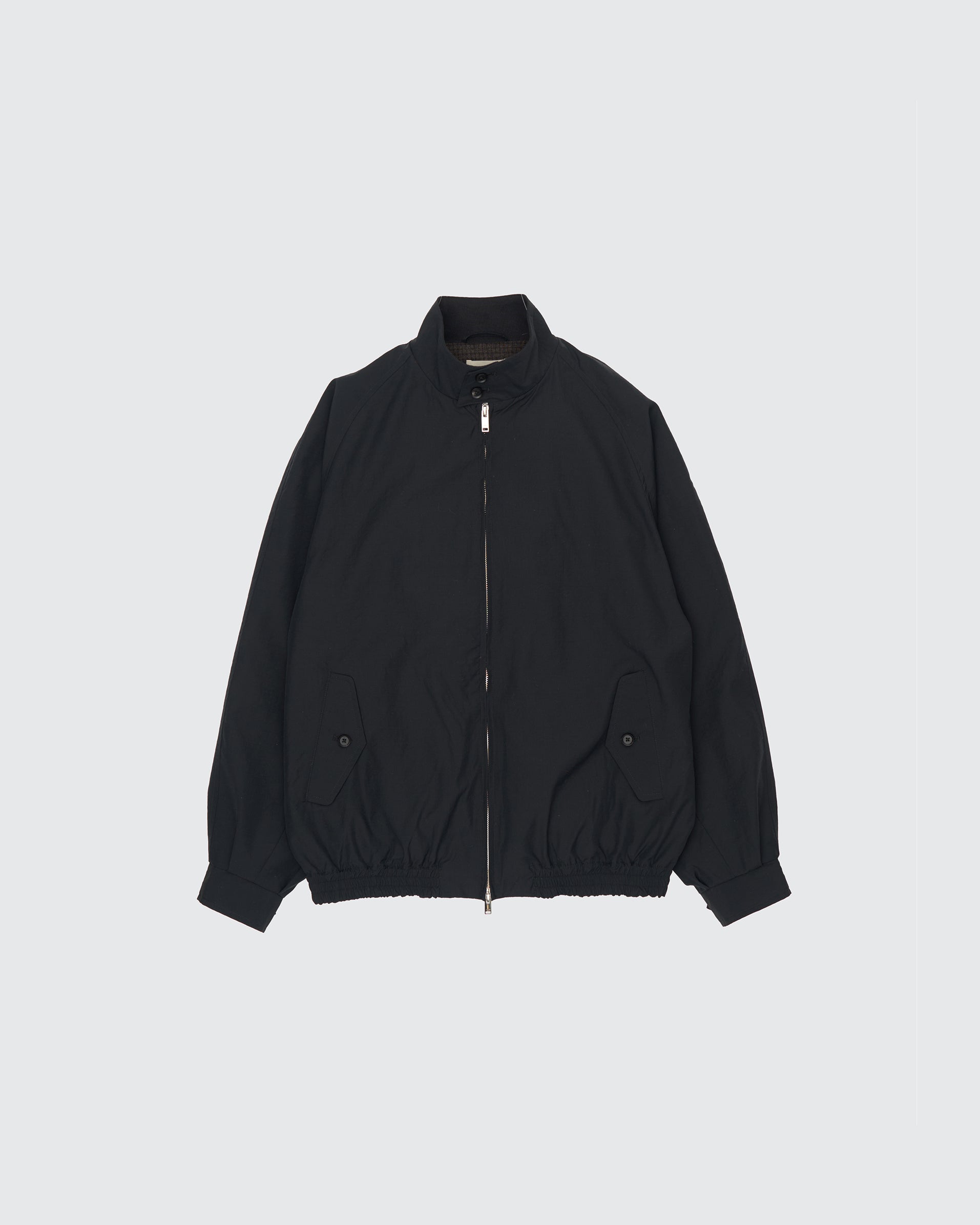BLACK WOOL NYLON REVERSIBLE HARRINGTON JACKET