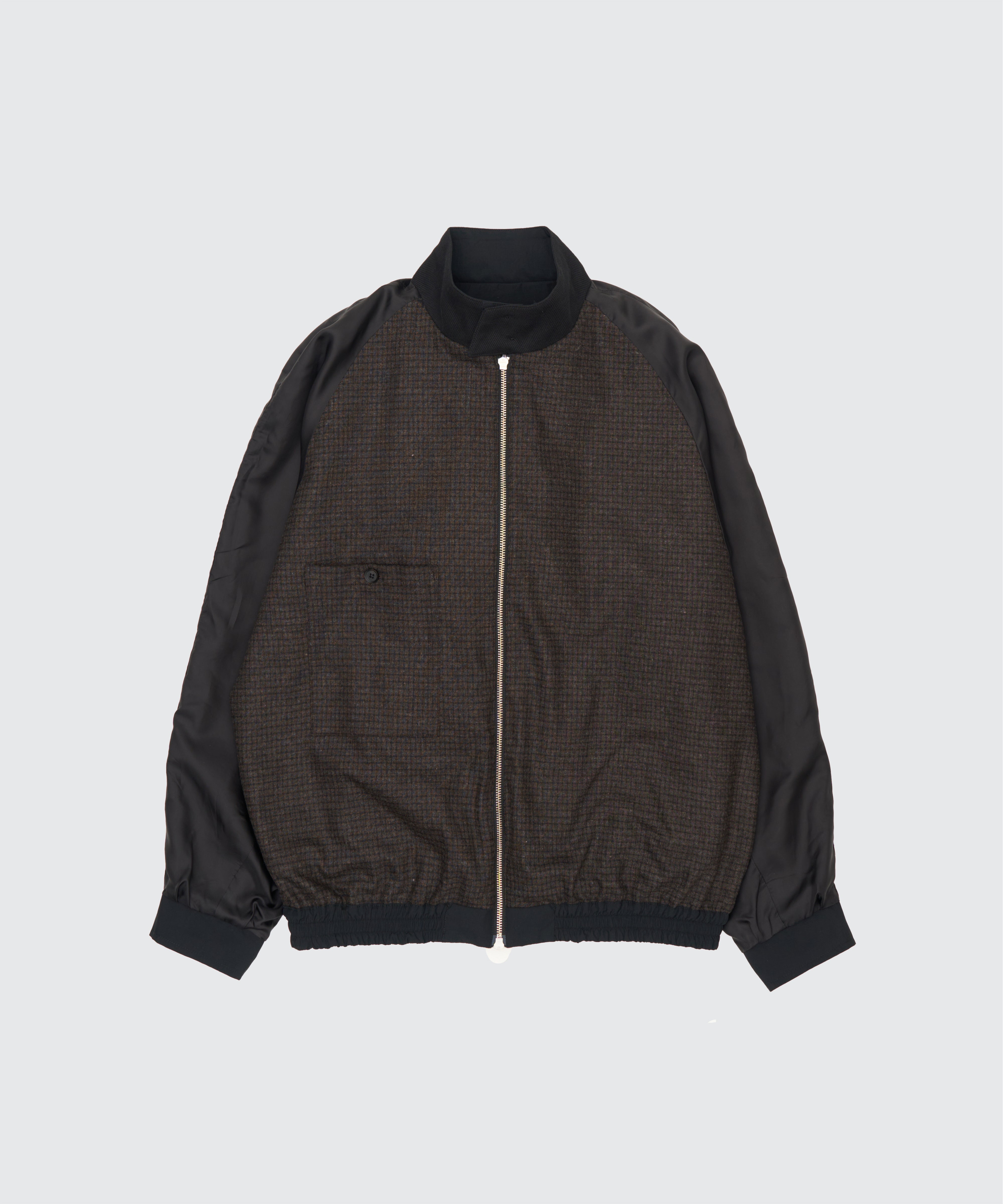 BLACK WOOL NYLON REVERSIBLE HARRINGTON JACKET