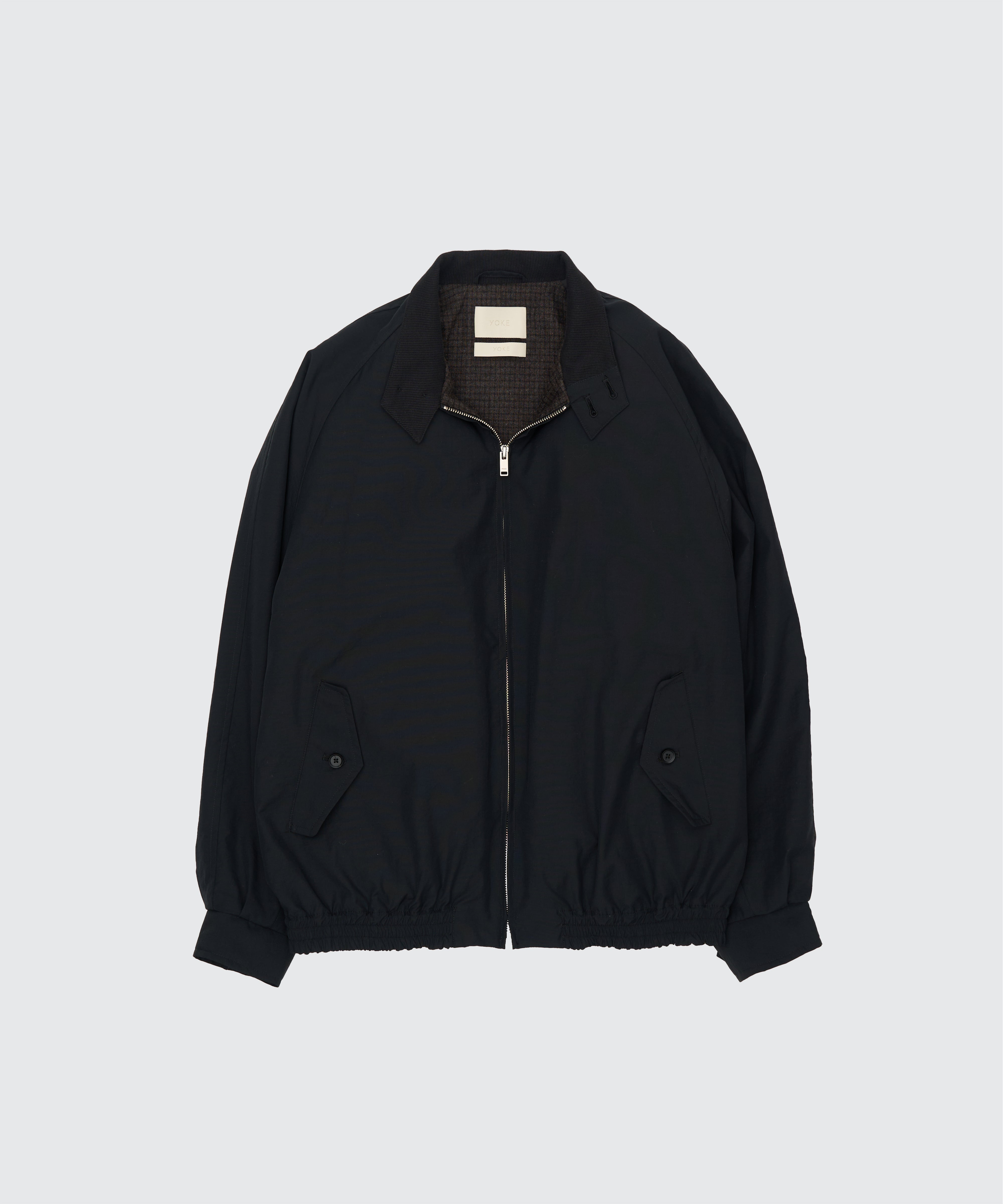 BLACK WOOL NYLON REVERSIBLE HARRINGTON JACKET