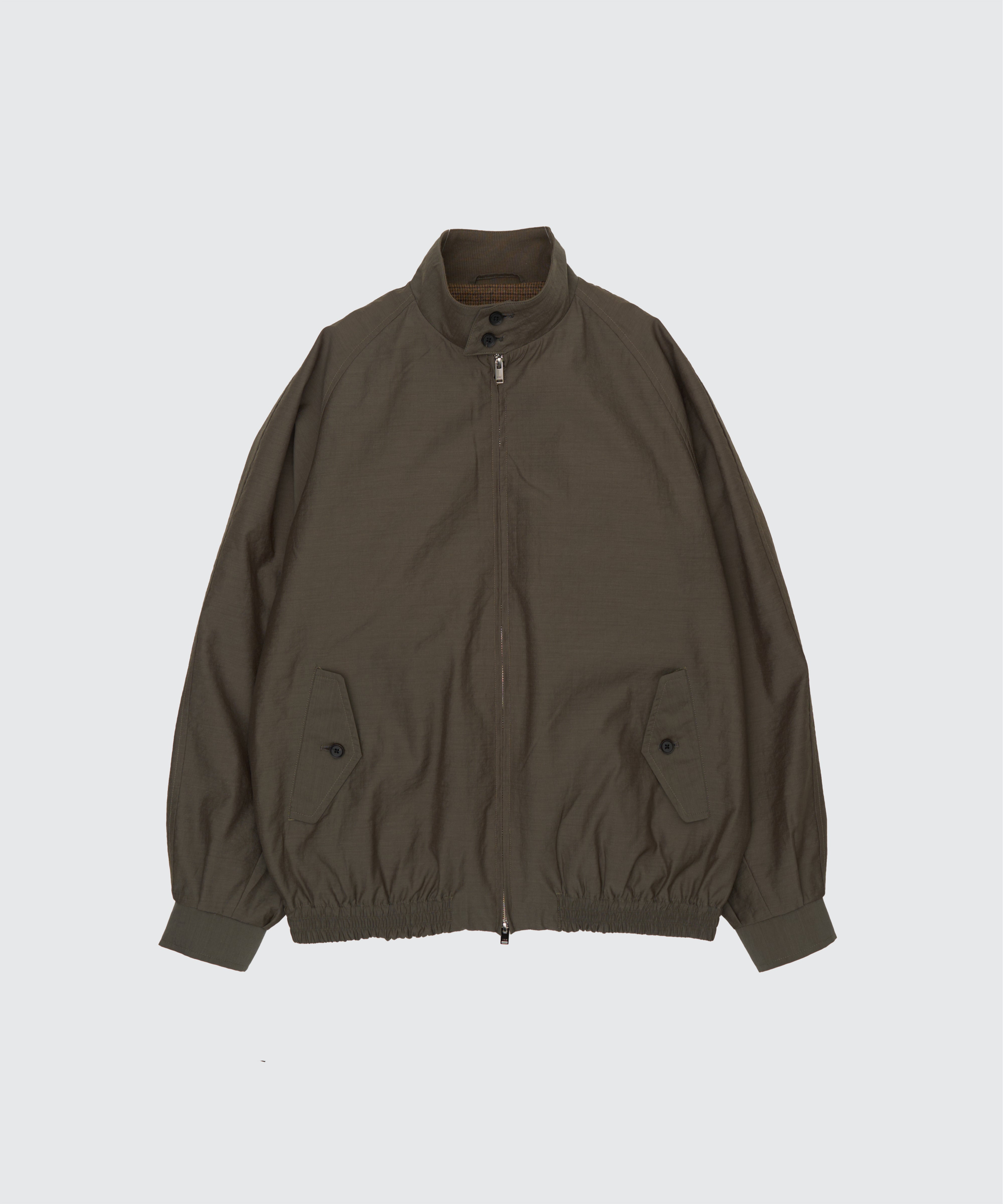OLIVE WOOL NYLON REVERSIBLE HARRINGTON JACKET