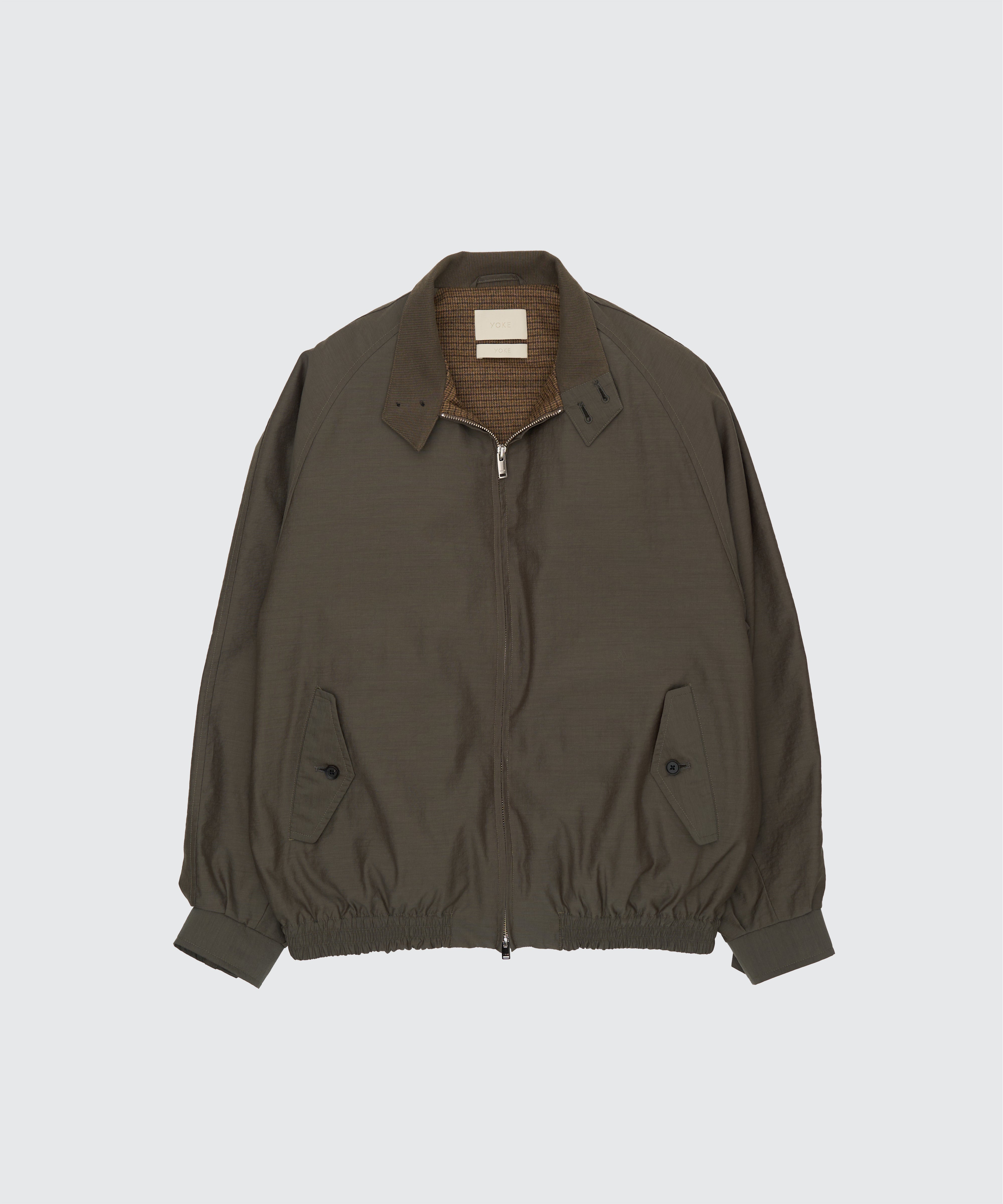OLIVE WOOL NYLON REVERSIBLE HARRINGTON JACKET