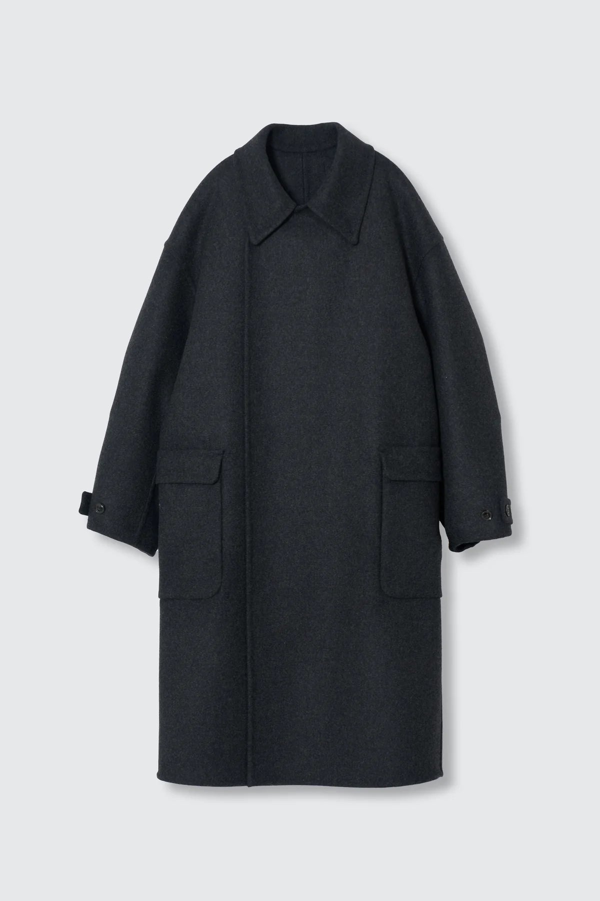CHARCOAL WOOL CASHMERE DOUBLE BREASTED REVER COAT