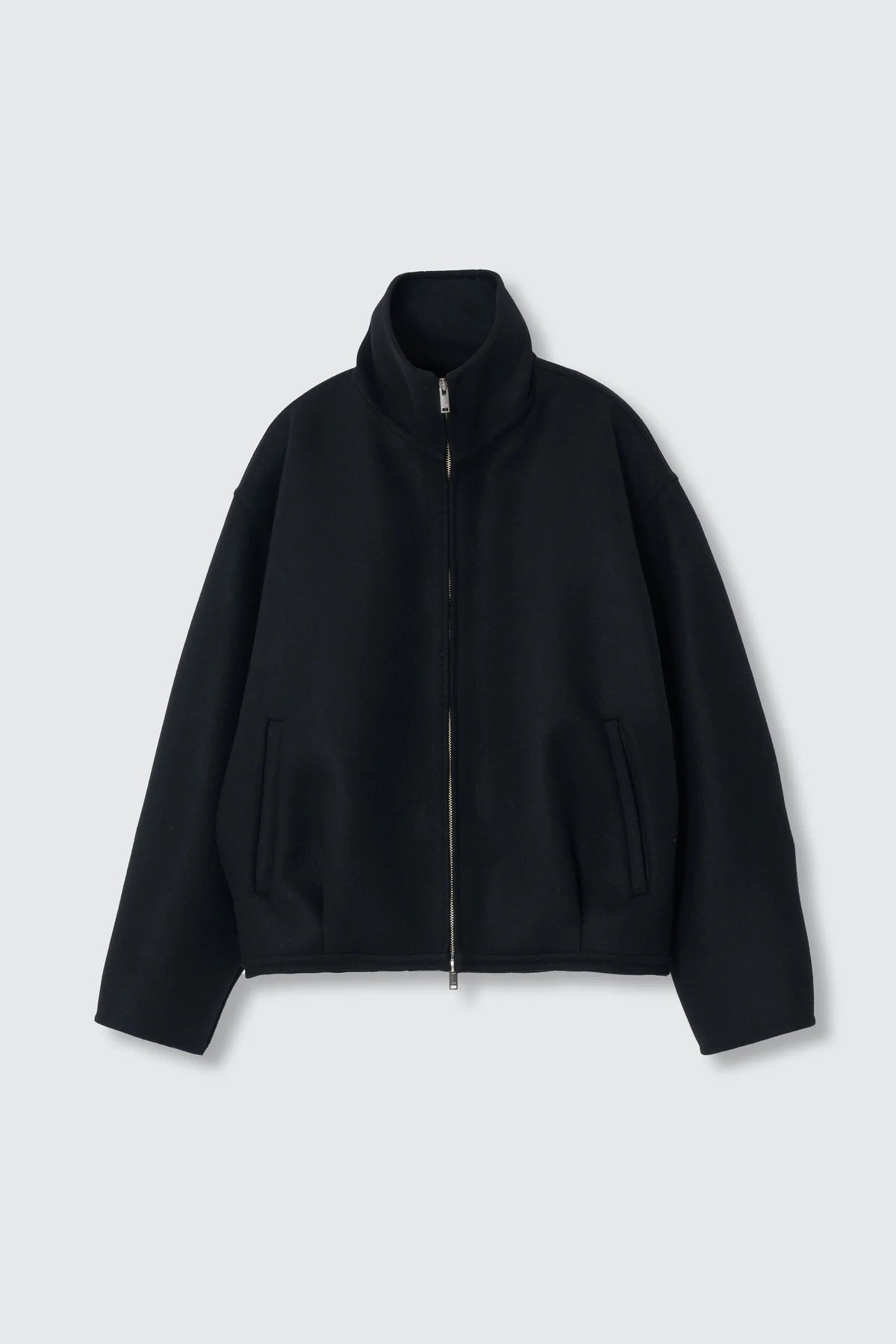 BLACK WOOL CASHMERE BALLOON SILHOUETTE BLOUSON