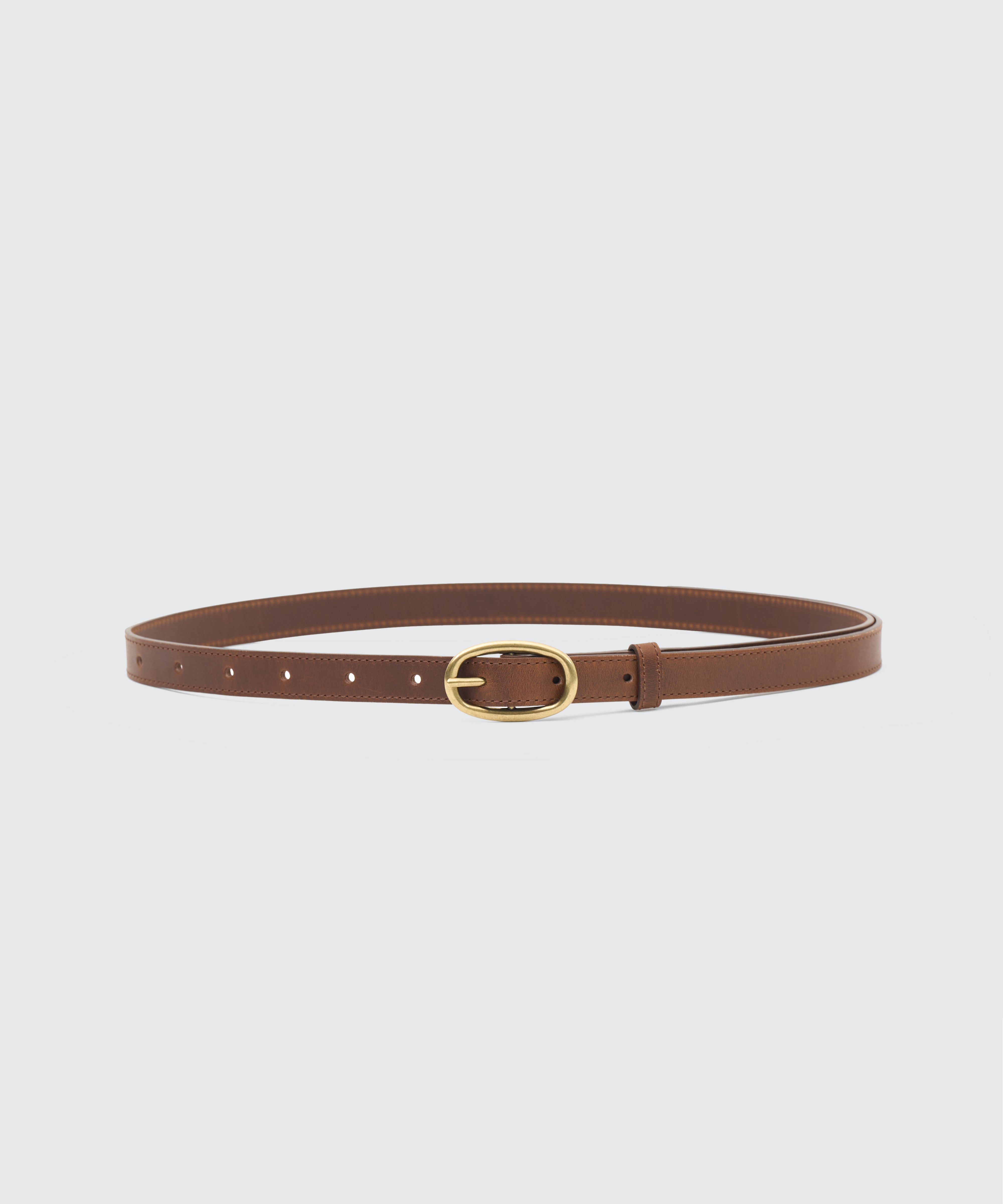 DARK BROWN OVAL LEATHER BELT