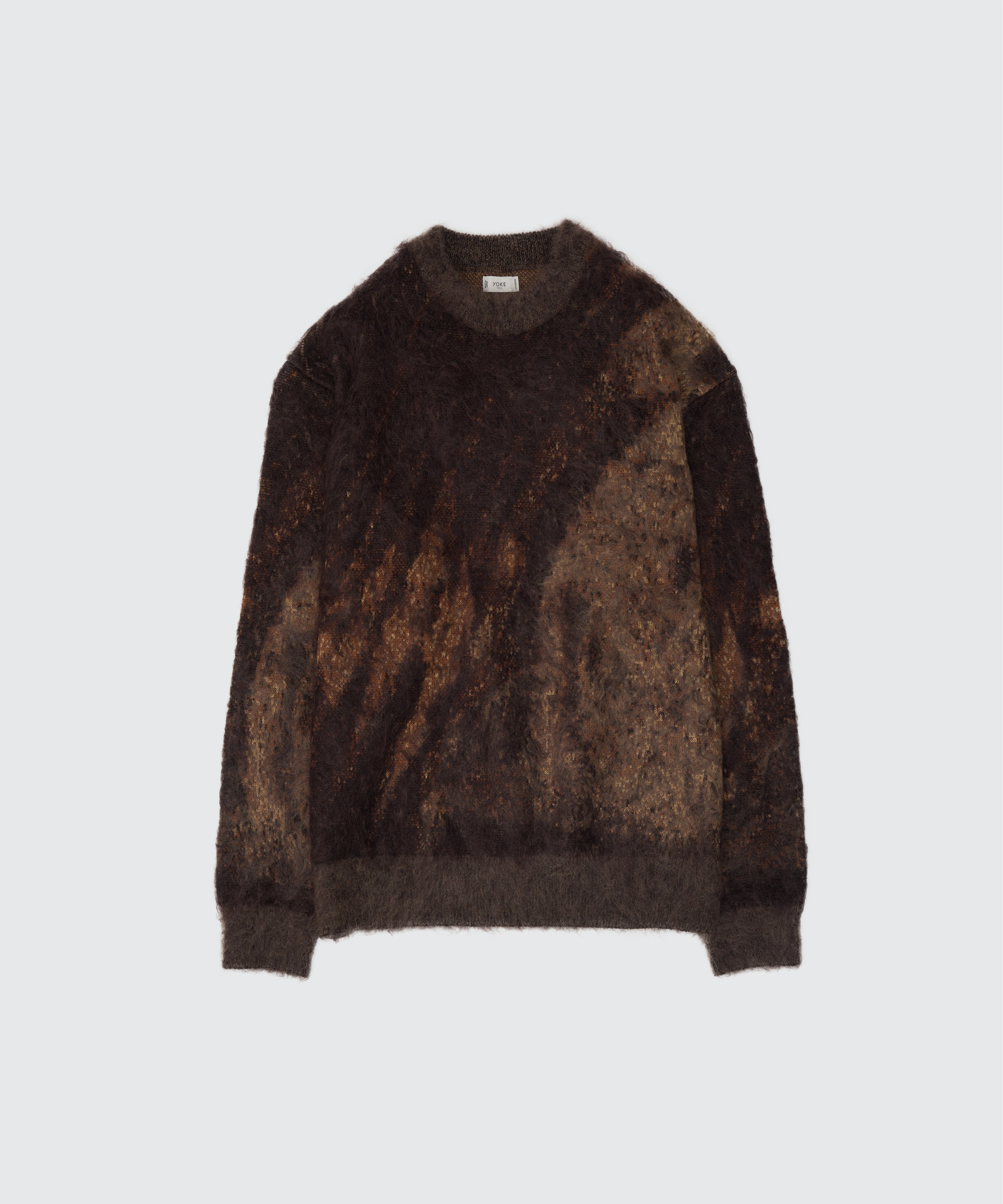 BROWN ABSTRACT JAQUARD MOHAIR SWEATER