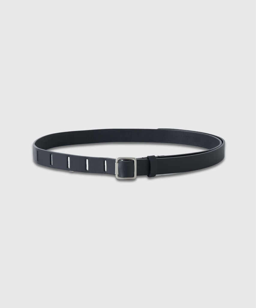 BLACK LEATHER NARROW BELT