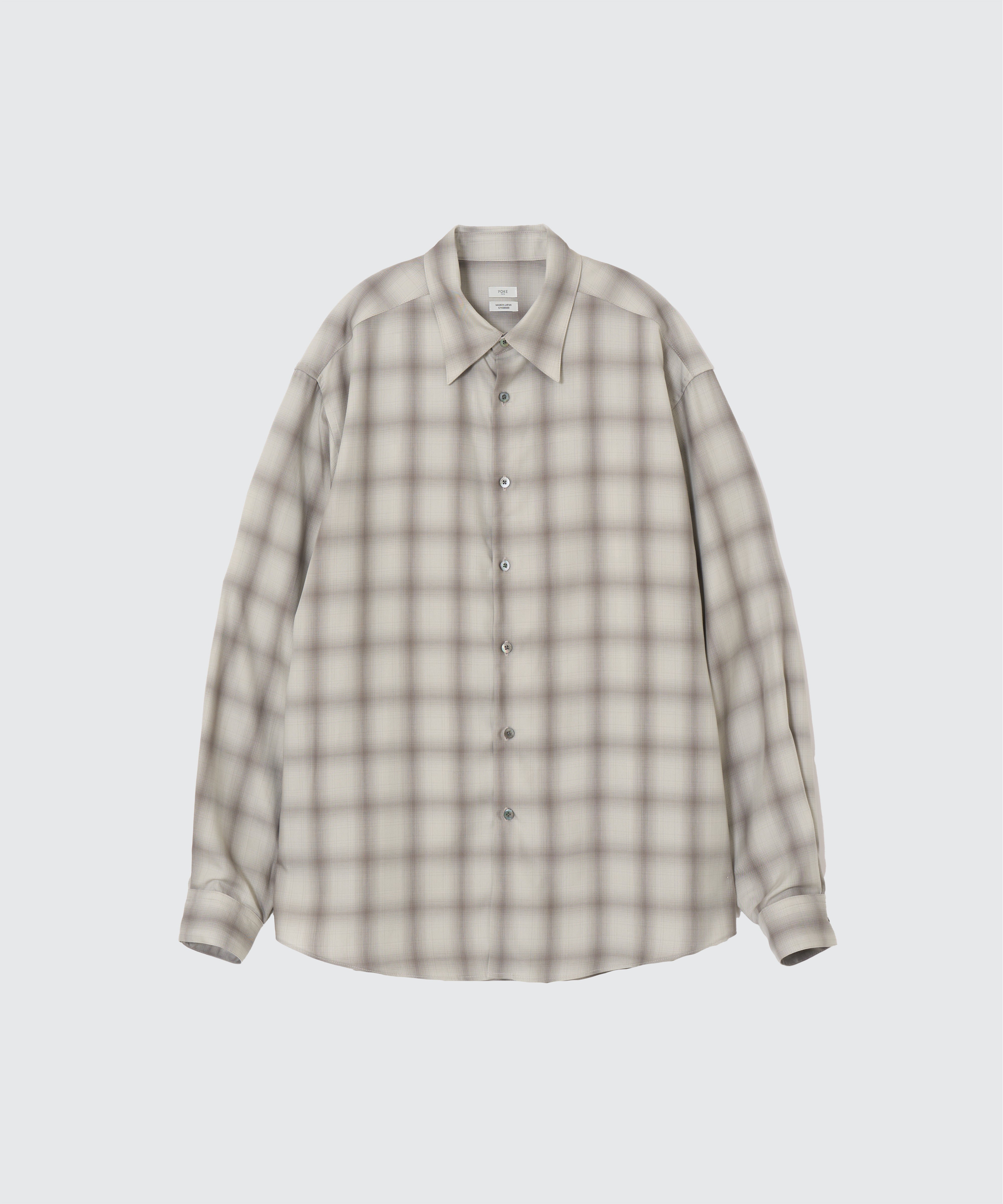 GRAY OMBRE PLAID REGULAR COLLAR SHIRT