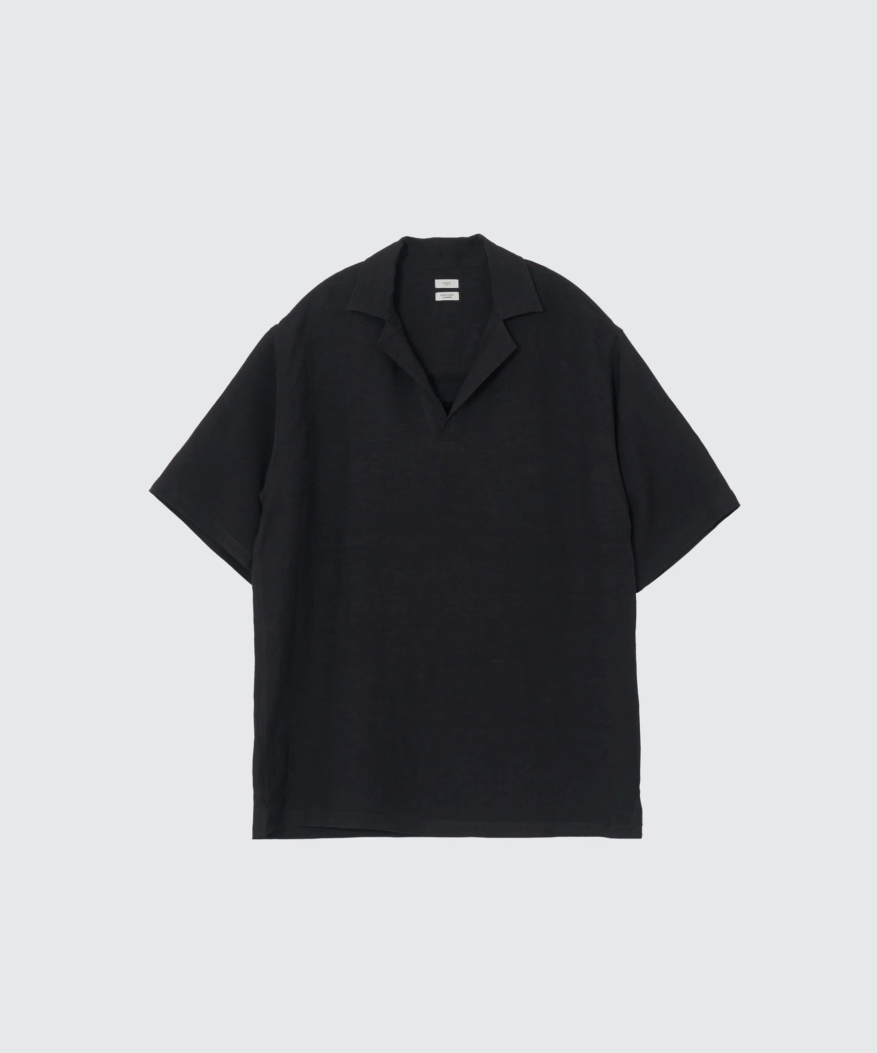 BLACK LINEN SKIPPER POLO SHIRT