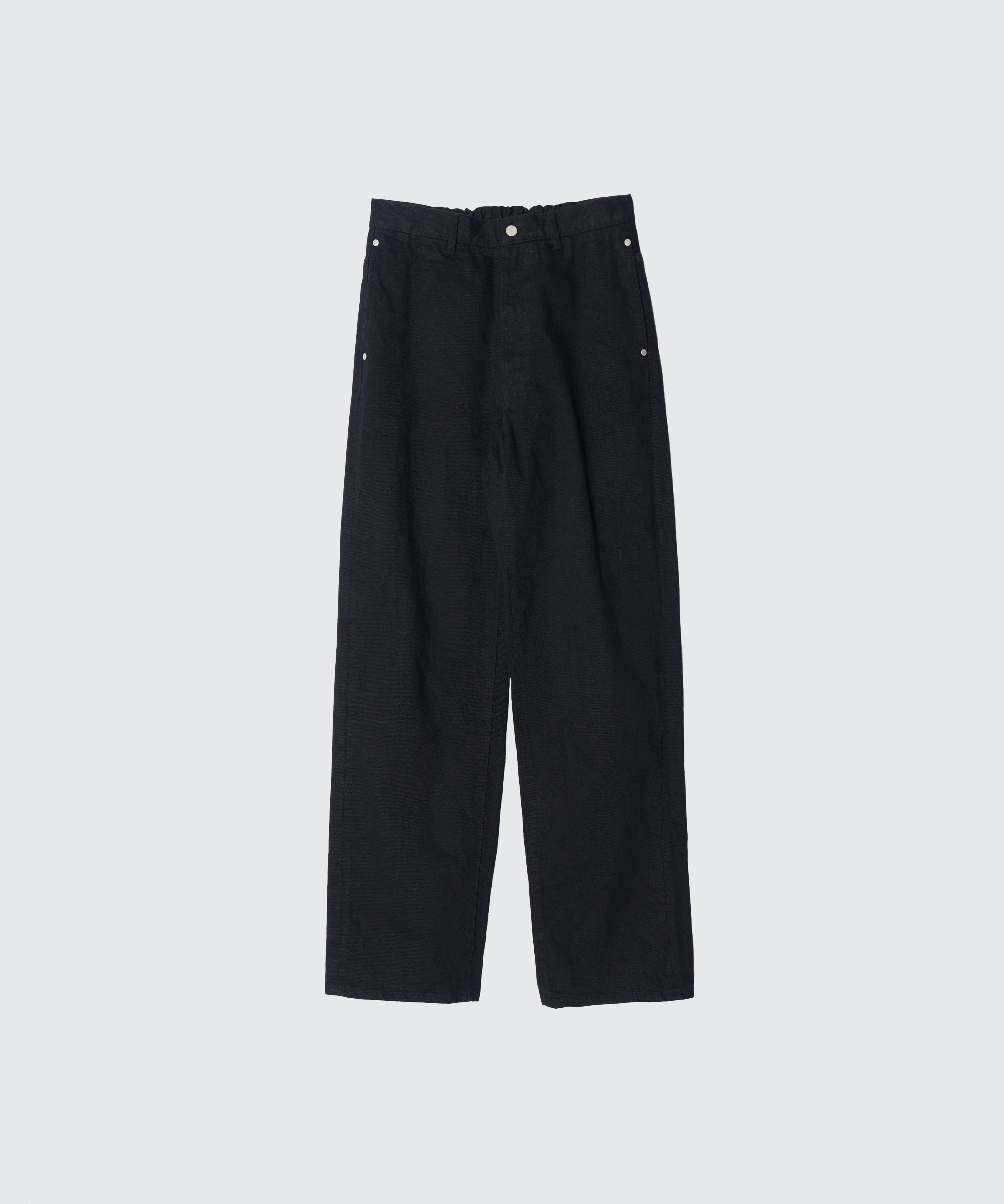 BLACK DENIM WIDE STRAIGHT PANTS