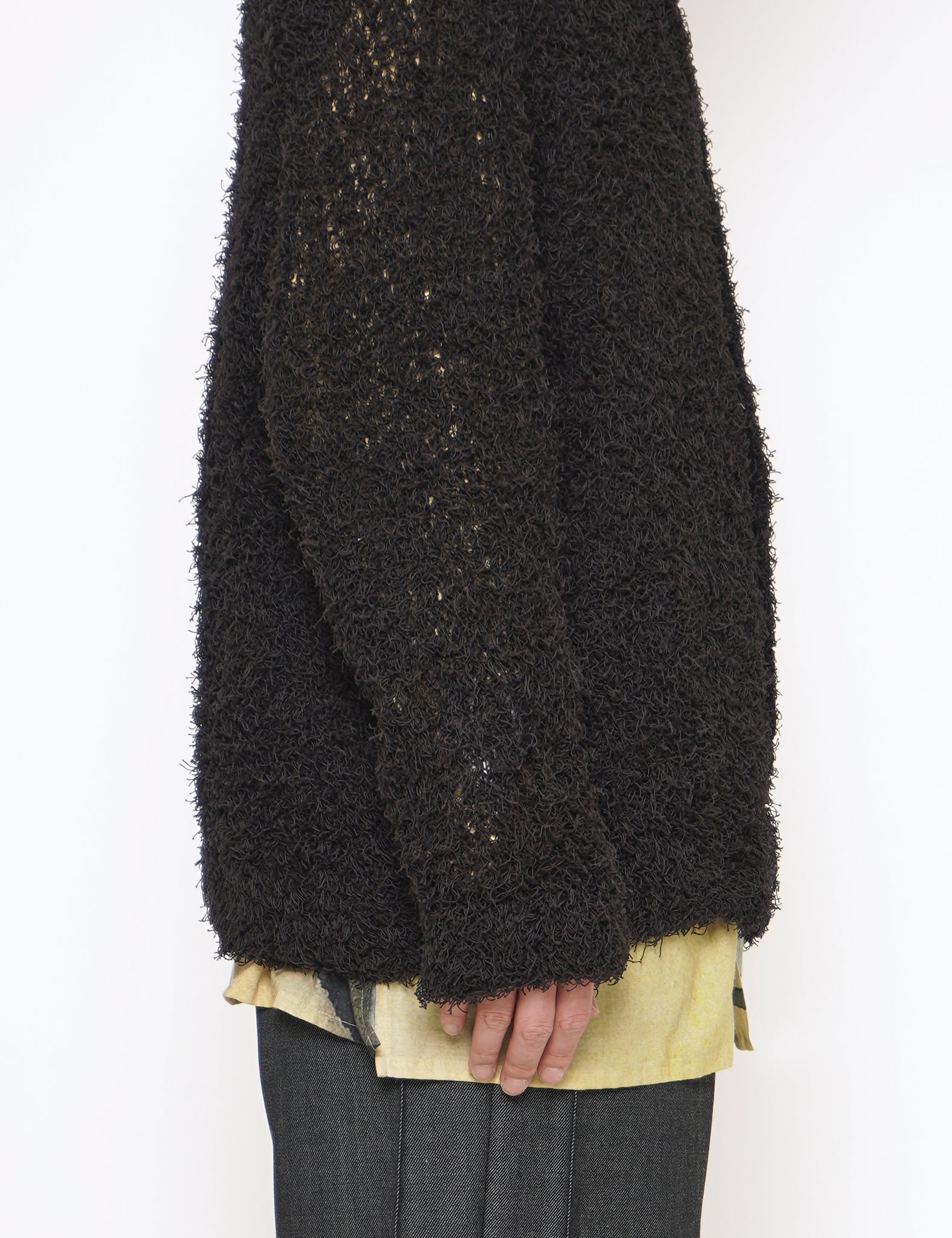 BLACK BUSHY COTTON CARDIGAN