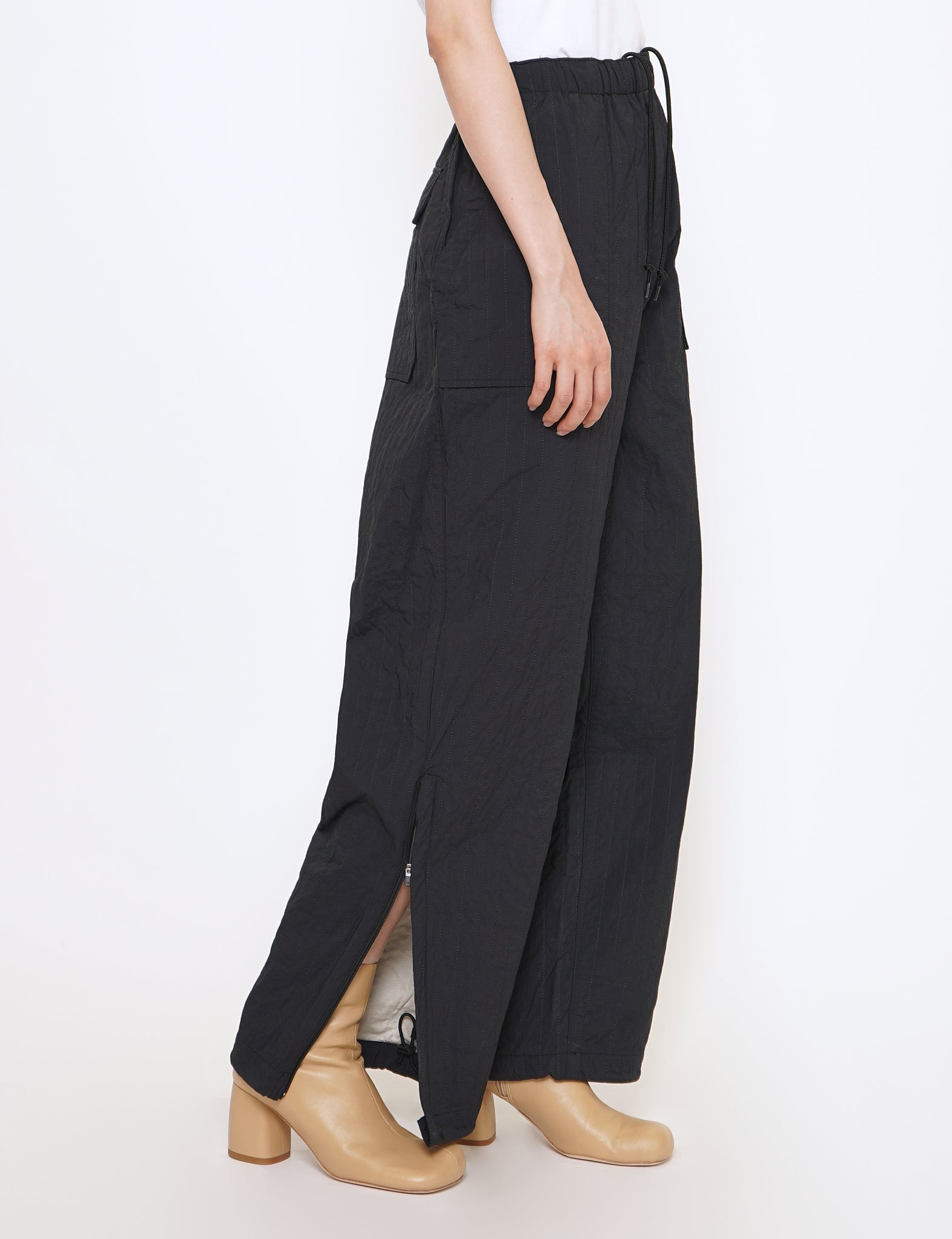 BLACK QUILTED BAKER EASY PANTS