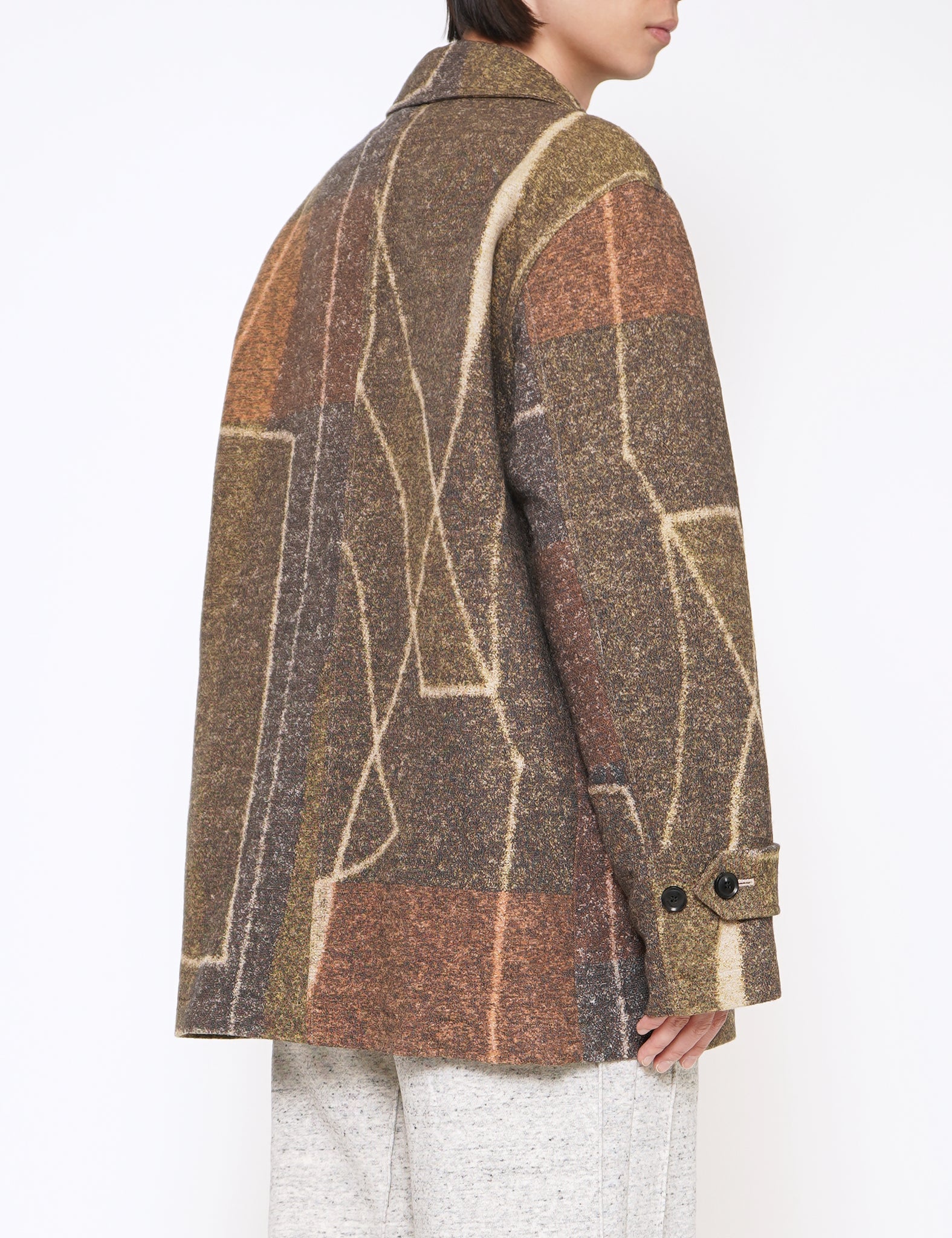BROWN JACQUARD ZIP BLOUSON