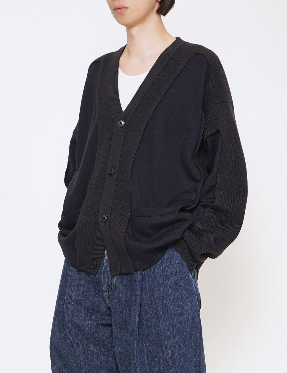 YOKE DARK NAVY BROKEN CARDIGAN – GRAPH LAYER