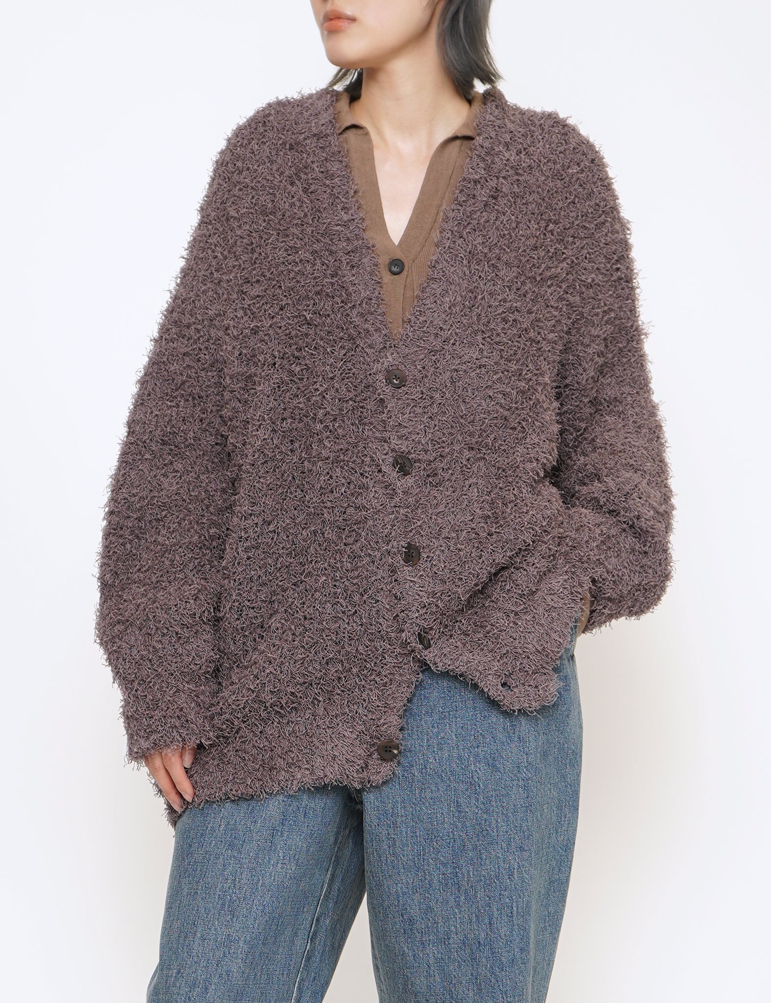 DUSTY PURPLE BUSHY COTTON CARDIGAN