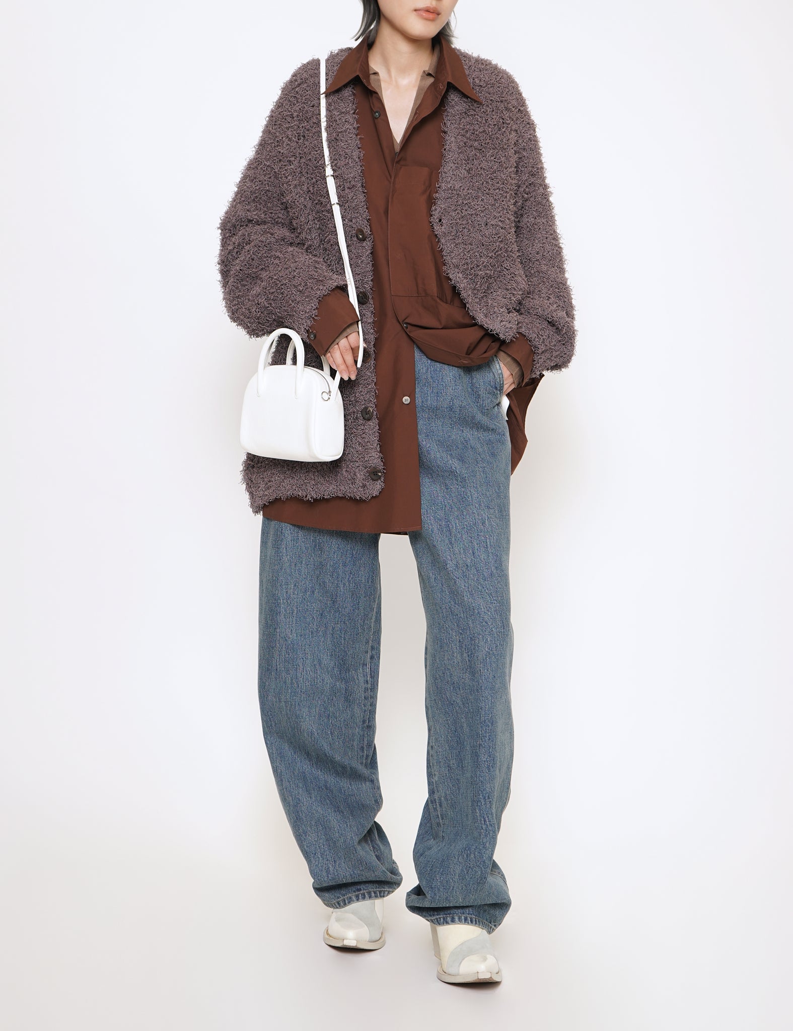 DUSTY PURPLE BUSHY COTTON CARDIGAN