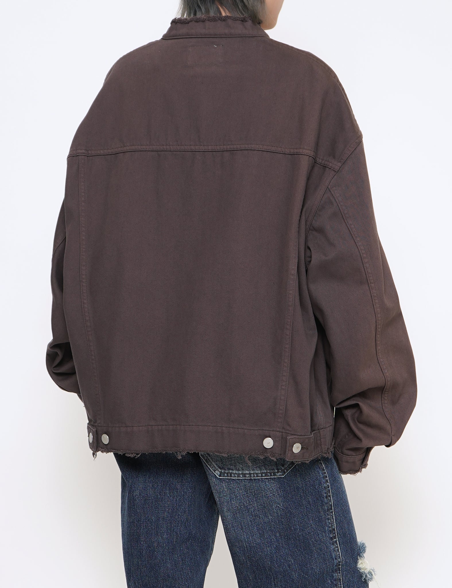 DUSTY PURPLE CUT-OFF WIDE DENIM TRUCKER JACKET
