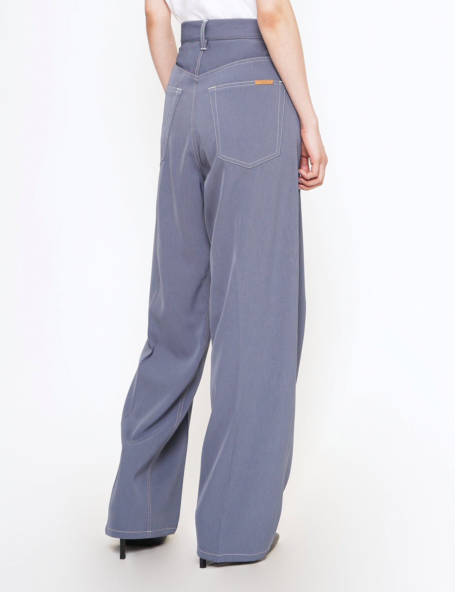 FOG BLUE 5 POCKETS WIDE LEG STRAIGHT PANTS