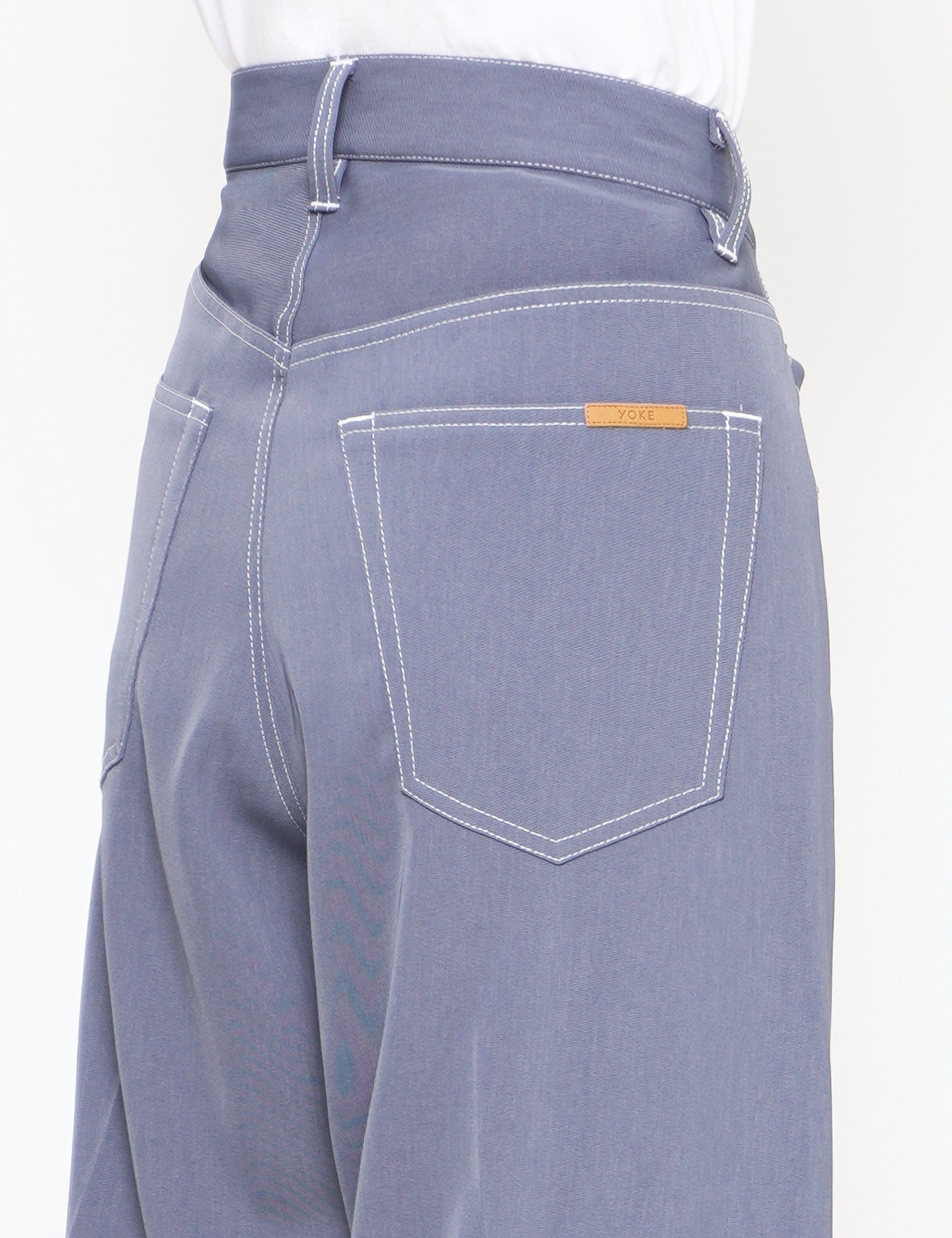 FOG BLUE 5 POCKETS WIDE LEG STRAIGHT PANTS