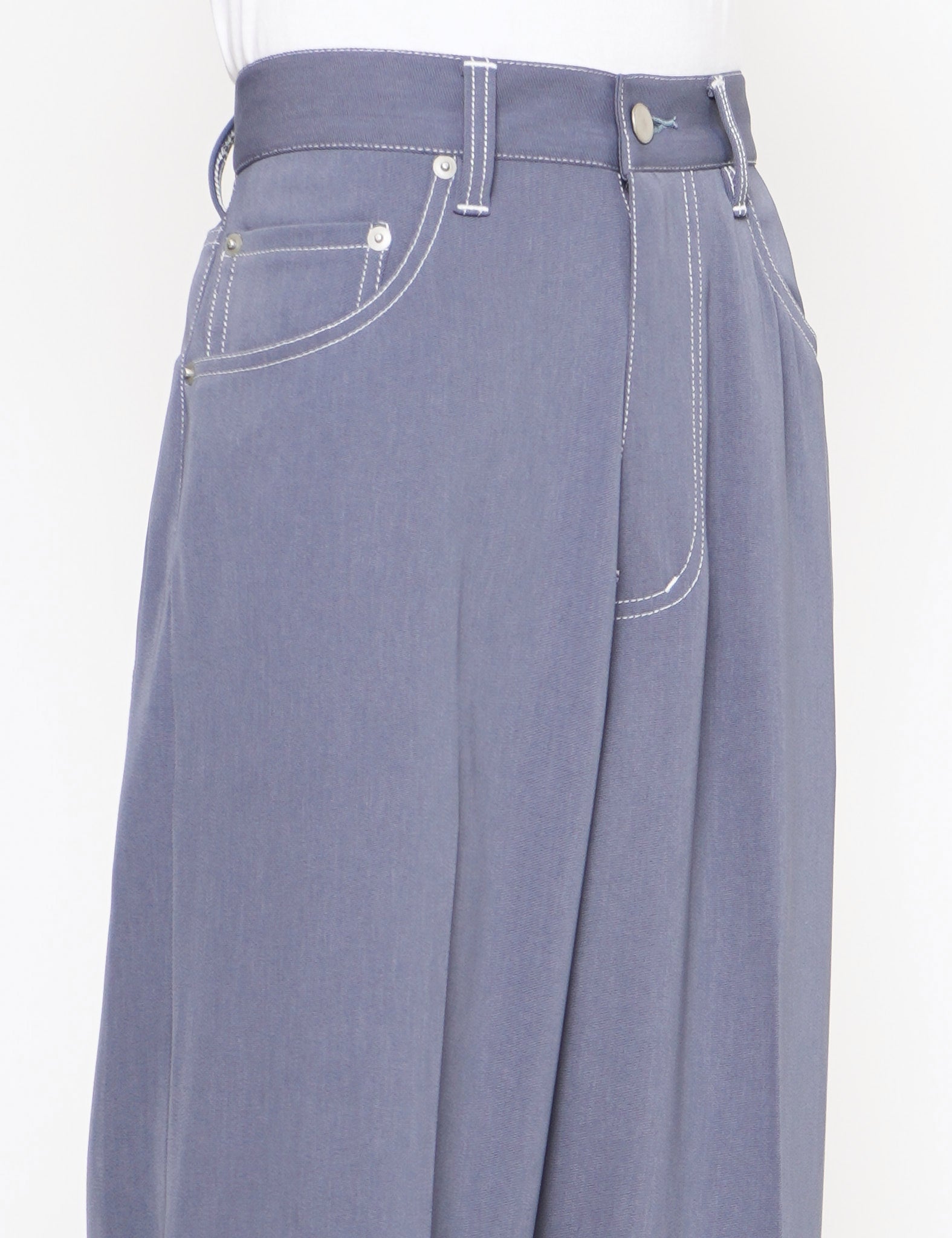 FOG BLUE 5 POCKETS WIDE LEG STRAIGHT PANTS