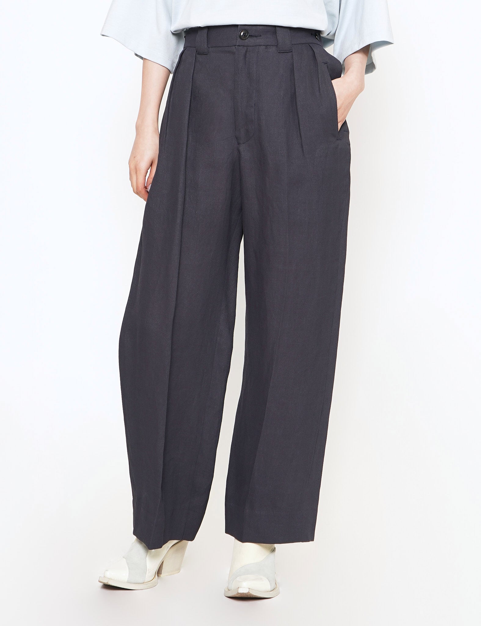 NAVY PAPER KERSEY FRENCH GURKHA TROUSERS