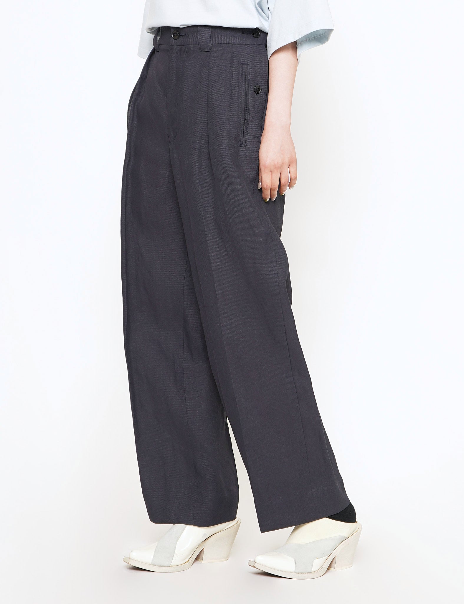 NAVY PAPER KERSEY FRENCH GURKHA TROUSERS