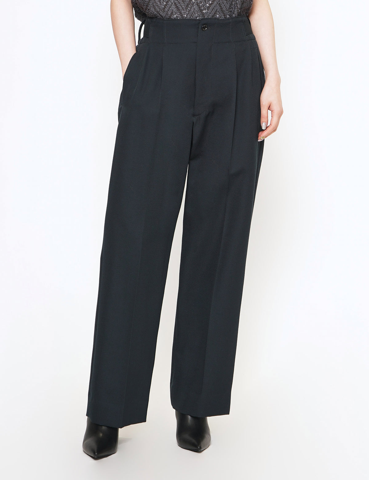 YOKE OCEAN NAVY 2TUCK WIDE GURKHA TROUSERS