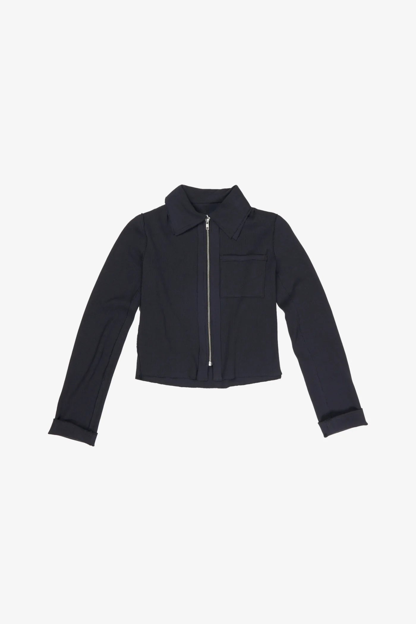 NAVY FITTED ZIP CARDIGAN