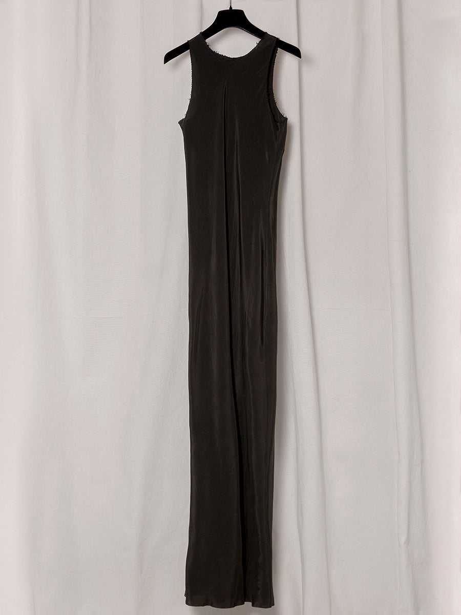 BLACK CUPRO BIAS CUT DRESS