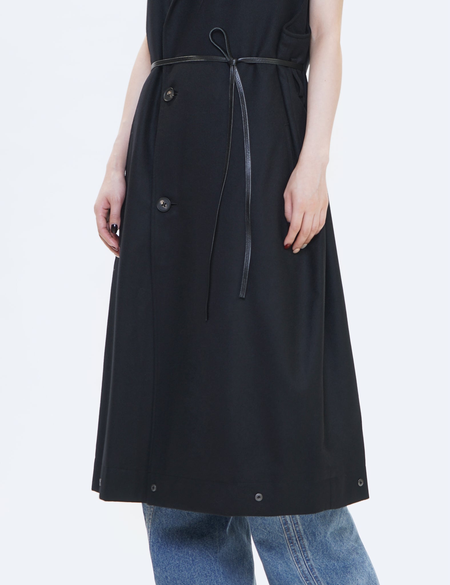BLACK OVERSIZED LAYERED COMBINATION COAT