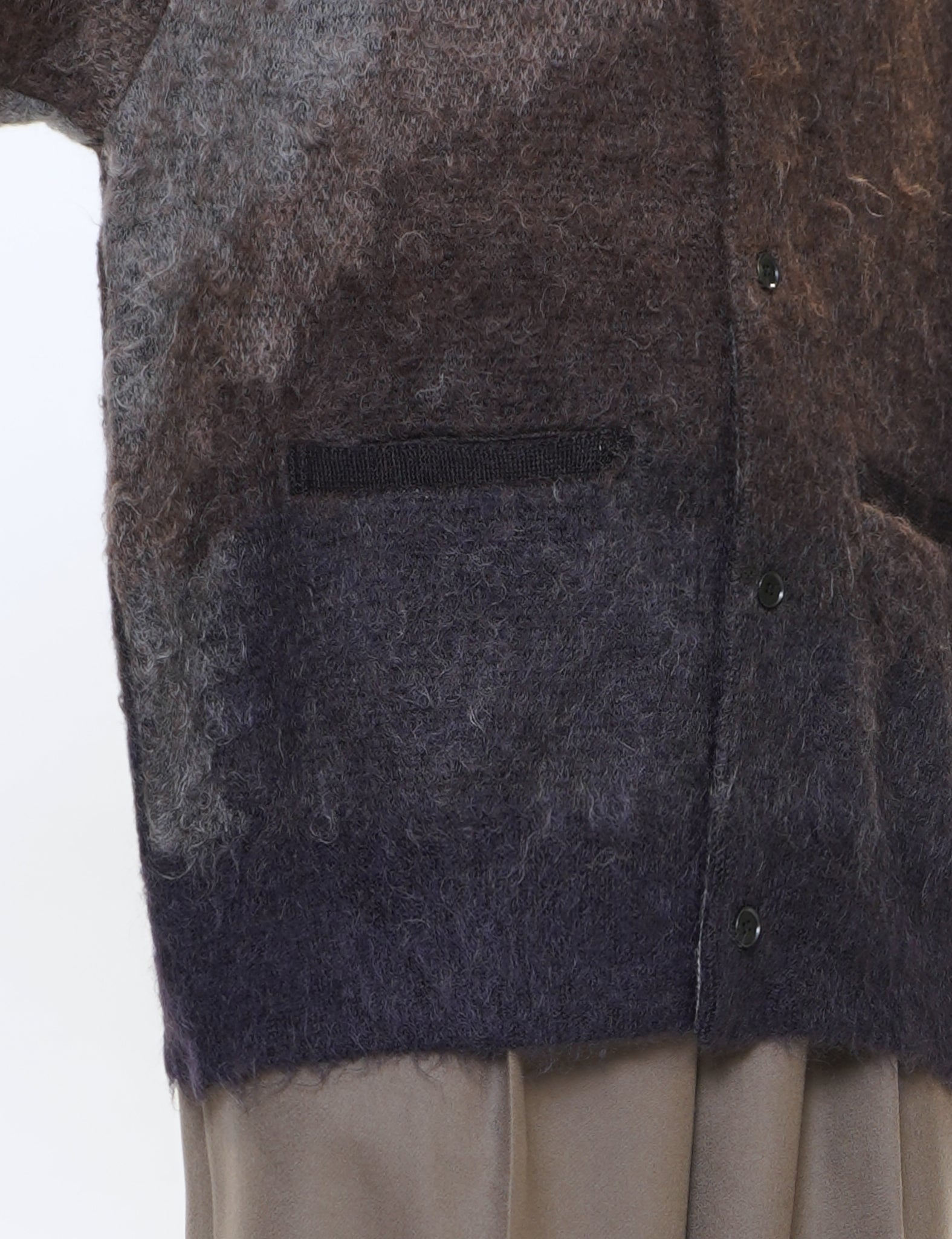 BROWN CREAM GRADATION MOHAIR KNIT CARDIGAN
