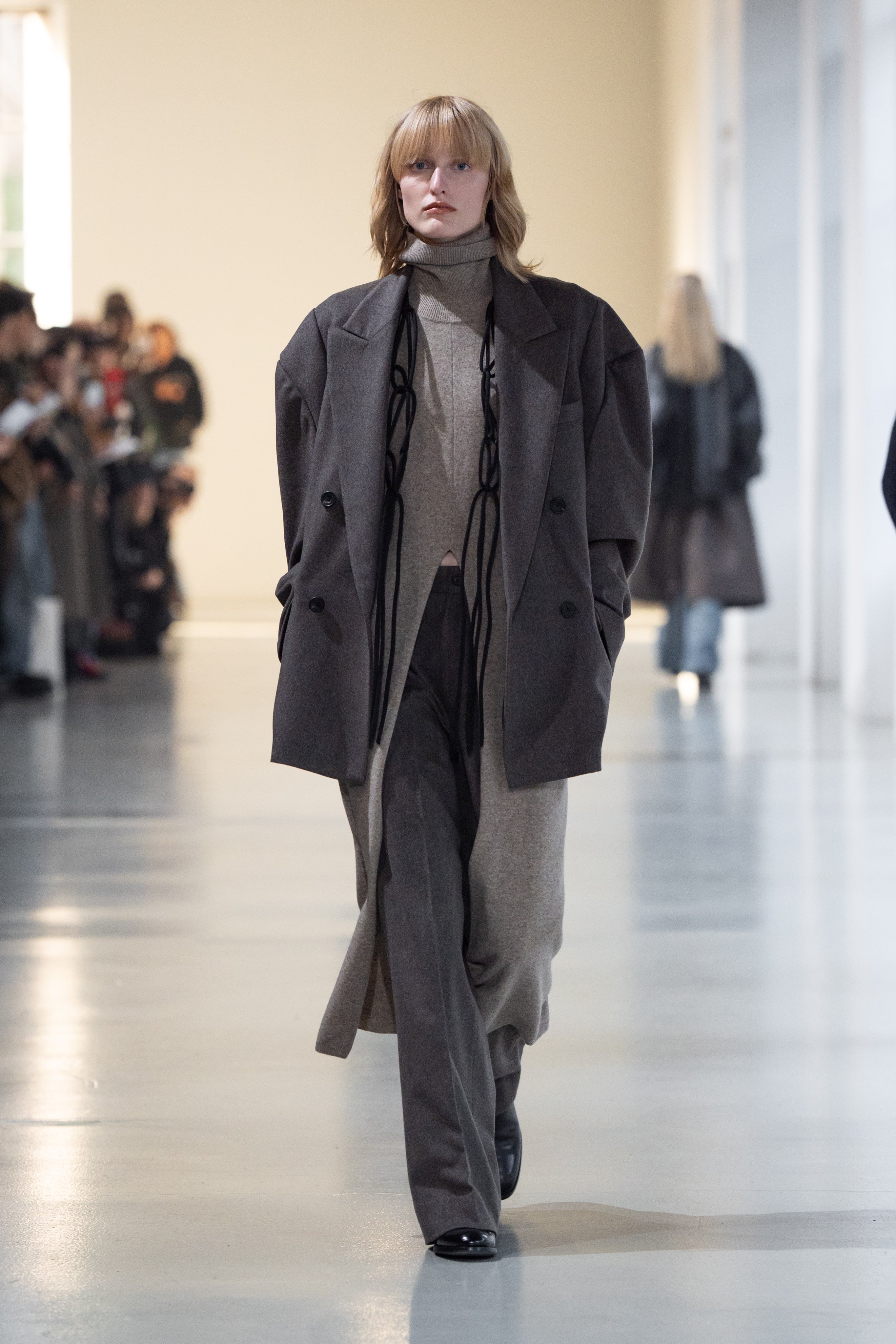 TAUPE WOOL DOESKIN EXTRA WIDE TROUSERS