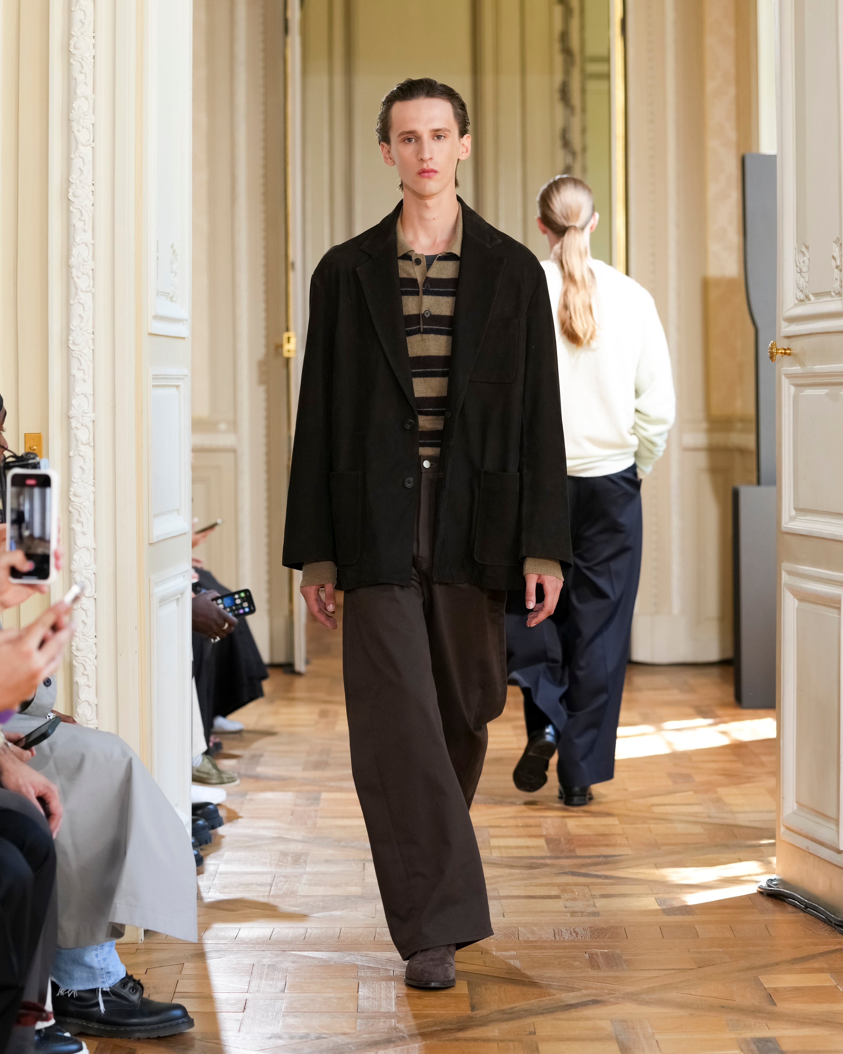 BROWN DEFORMATION WIDE COTTON PANTS