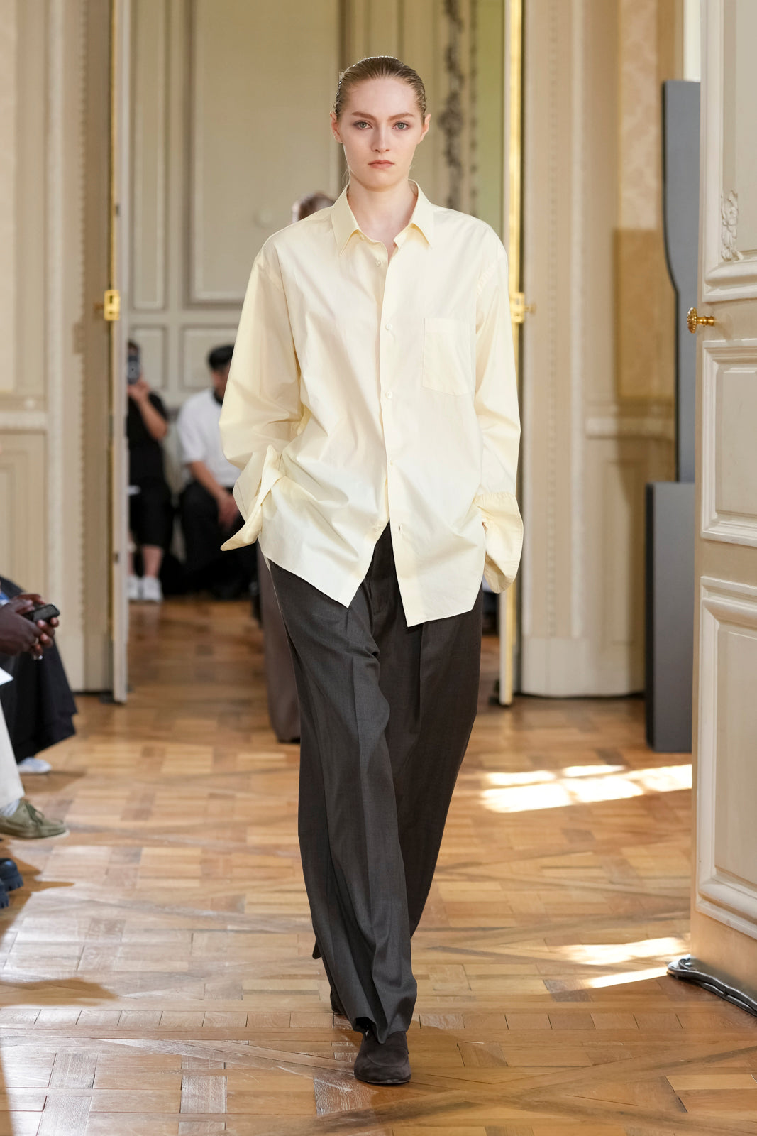 YELLOW SUVIN COTTON OVERSIZED REGULAR COLLAR SHIRT