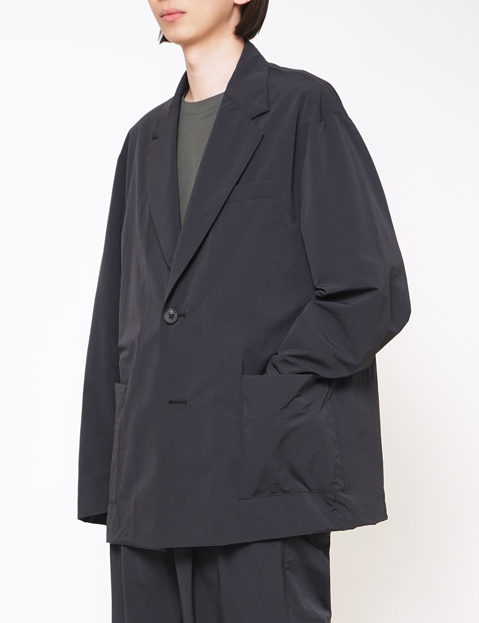 BLACK WINDPROOF NYLON EASY JACKET