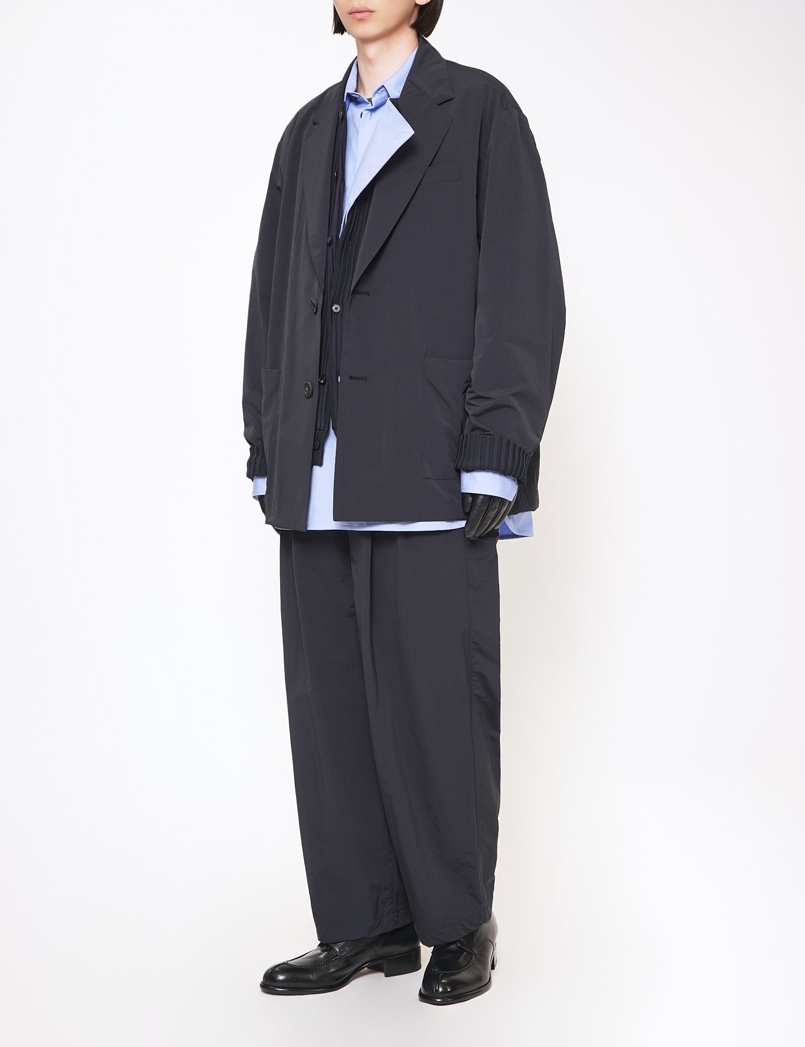 BLACK WINDPROOF NYLON EASY JACKET