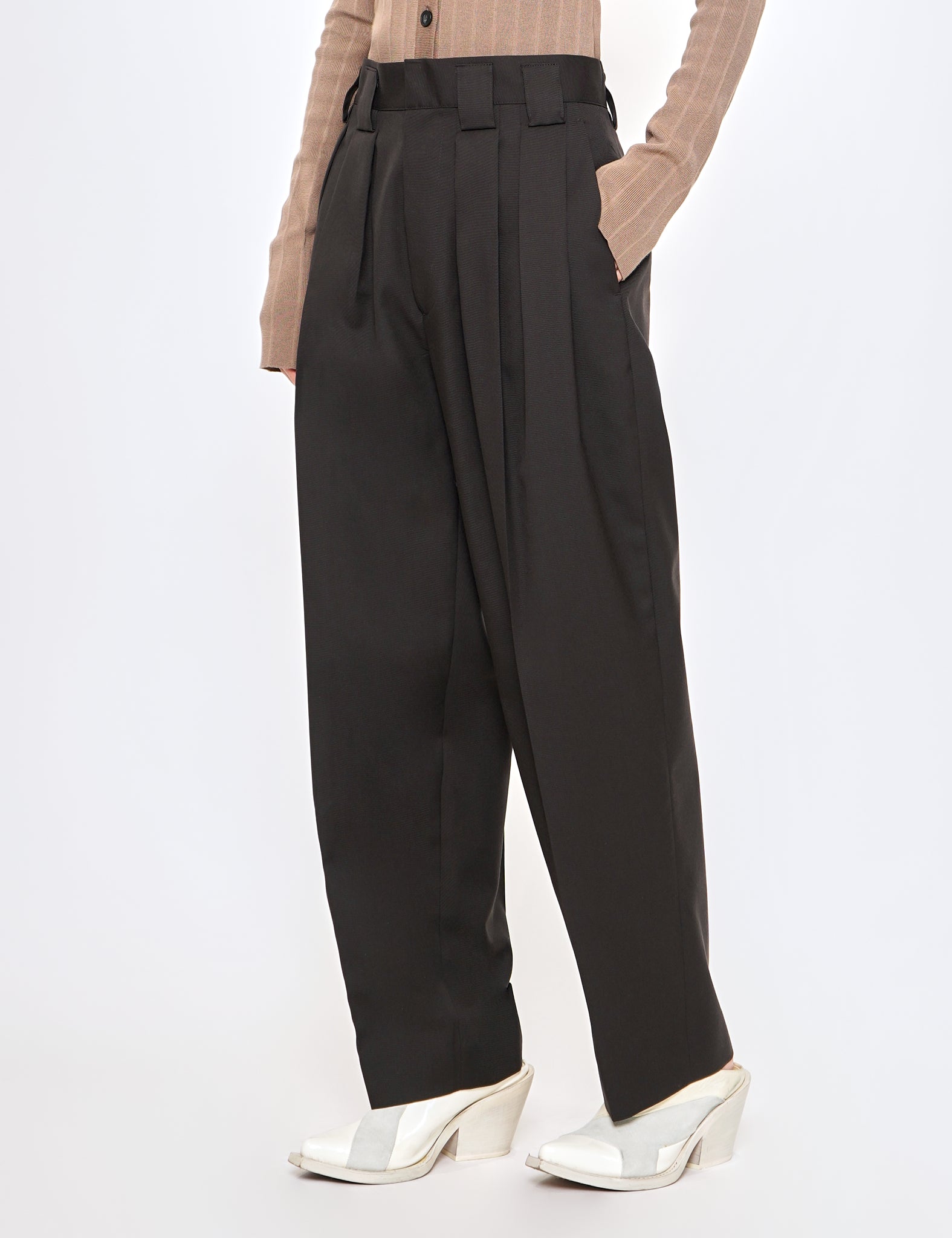 DARK CHARCOAL DOUBLE WIDE TROUSERS