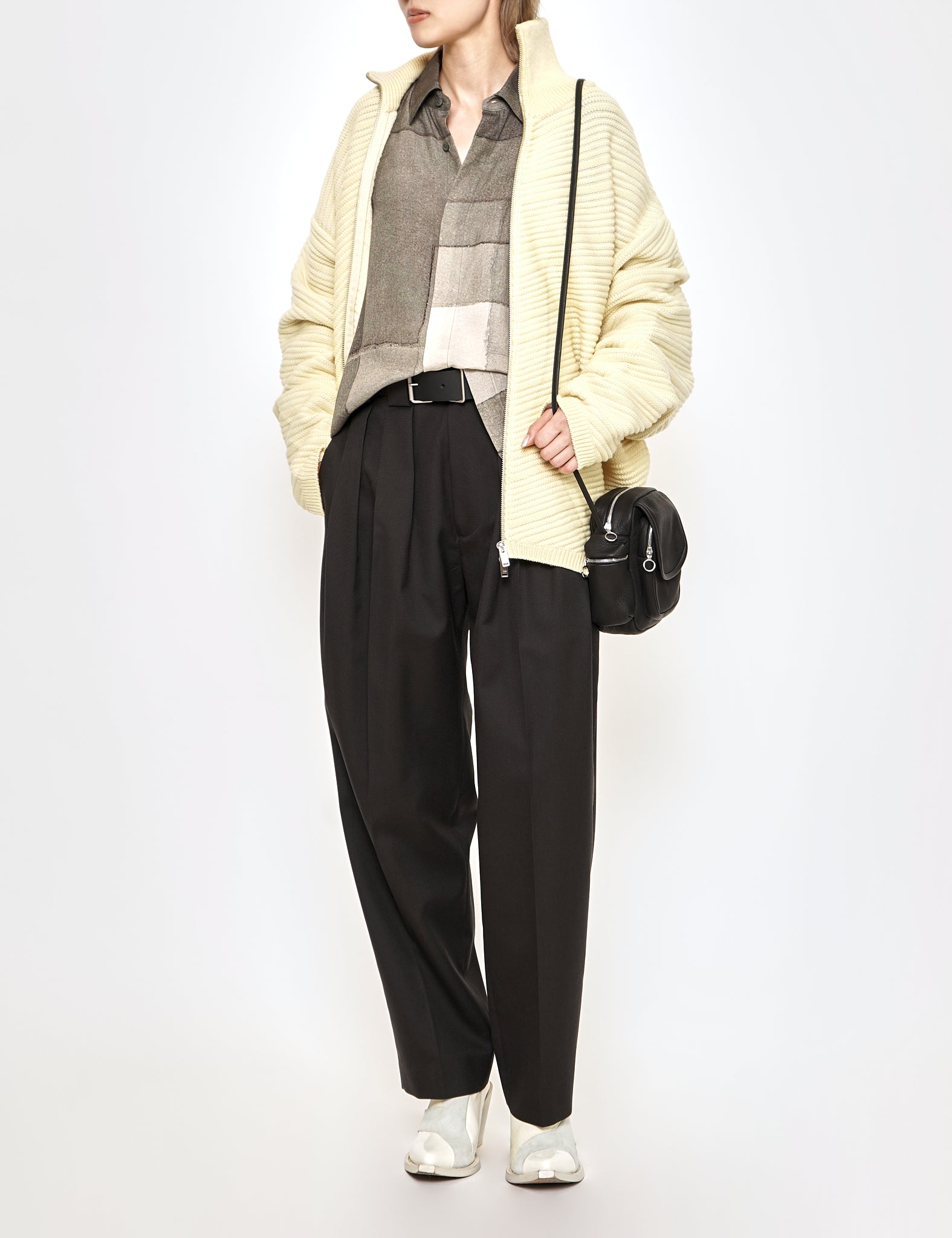 DARK CHARCOAL DOUBLE WIDE TROUSERS